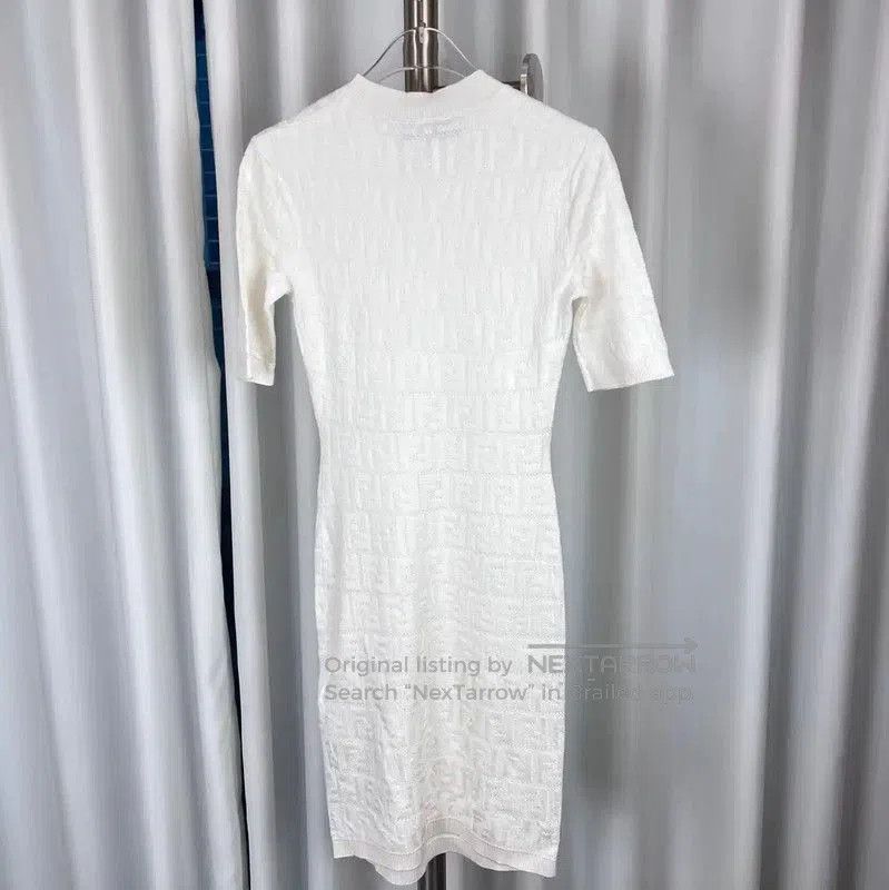 Fendi Fendi White Cotton Short Sleeve Dress . Size S / US 4 / IT 40 - 2 Thumbnail