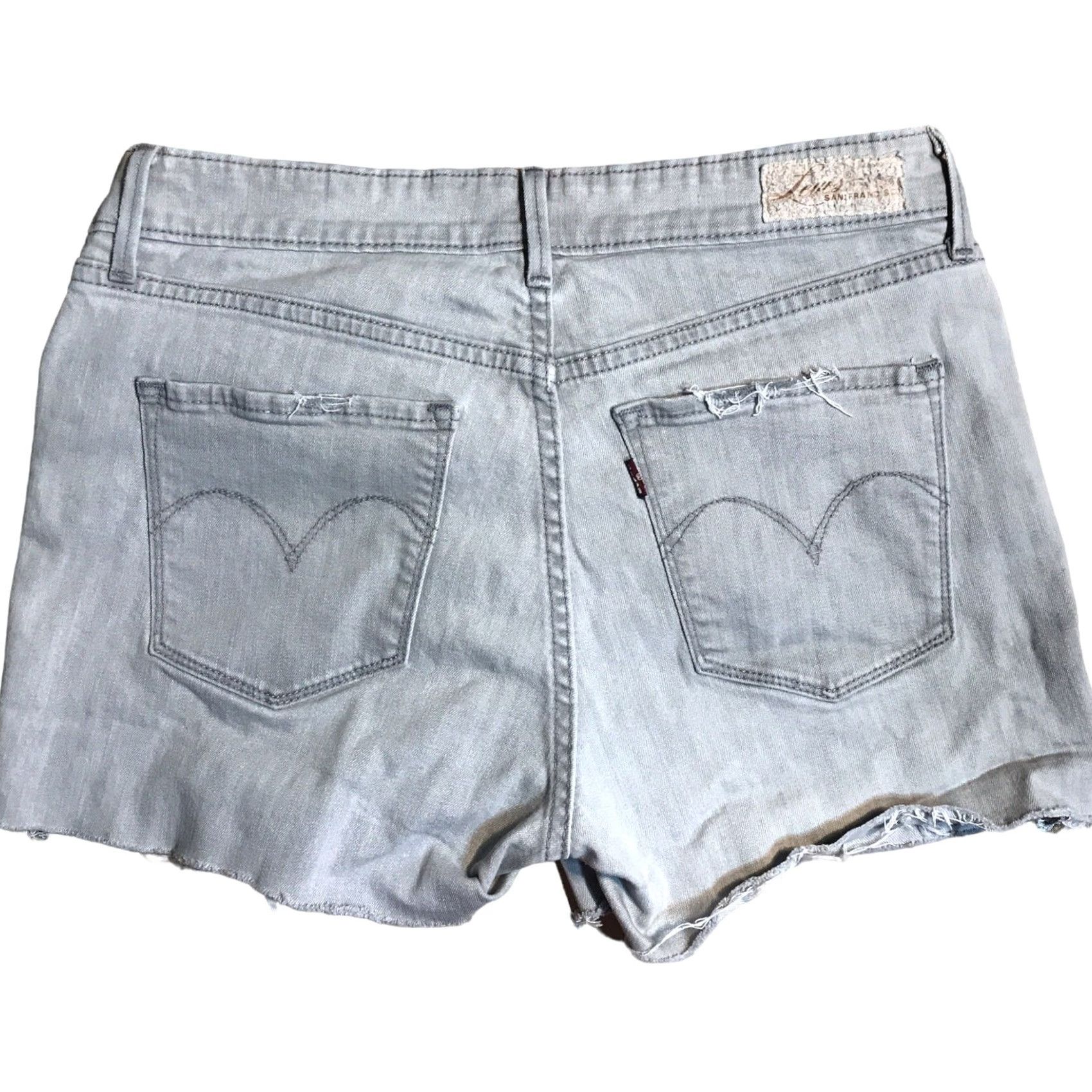Levi's Levi's Demi Curve Cut Off Shorts Faded Gray Denim Womens Tag 29 Raw Hem 5-Pocket 3in Inseam Regular Rise 9in Vintage No Size 29" - 2 Thumbnail