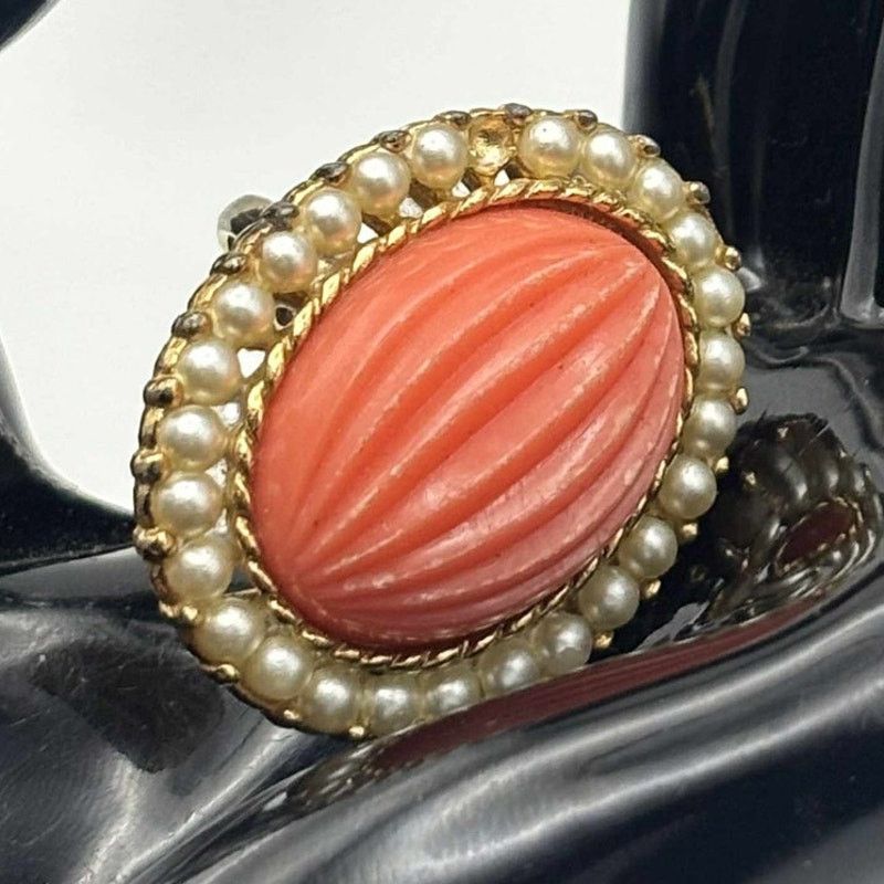 Other Gold & Pink Pearl Ring Size ONE SIZE - 2 Thumbnail
