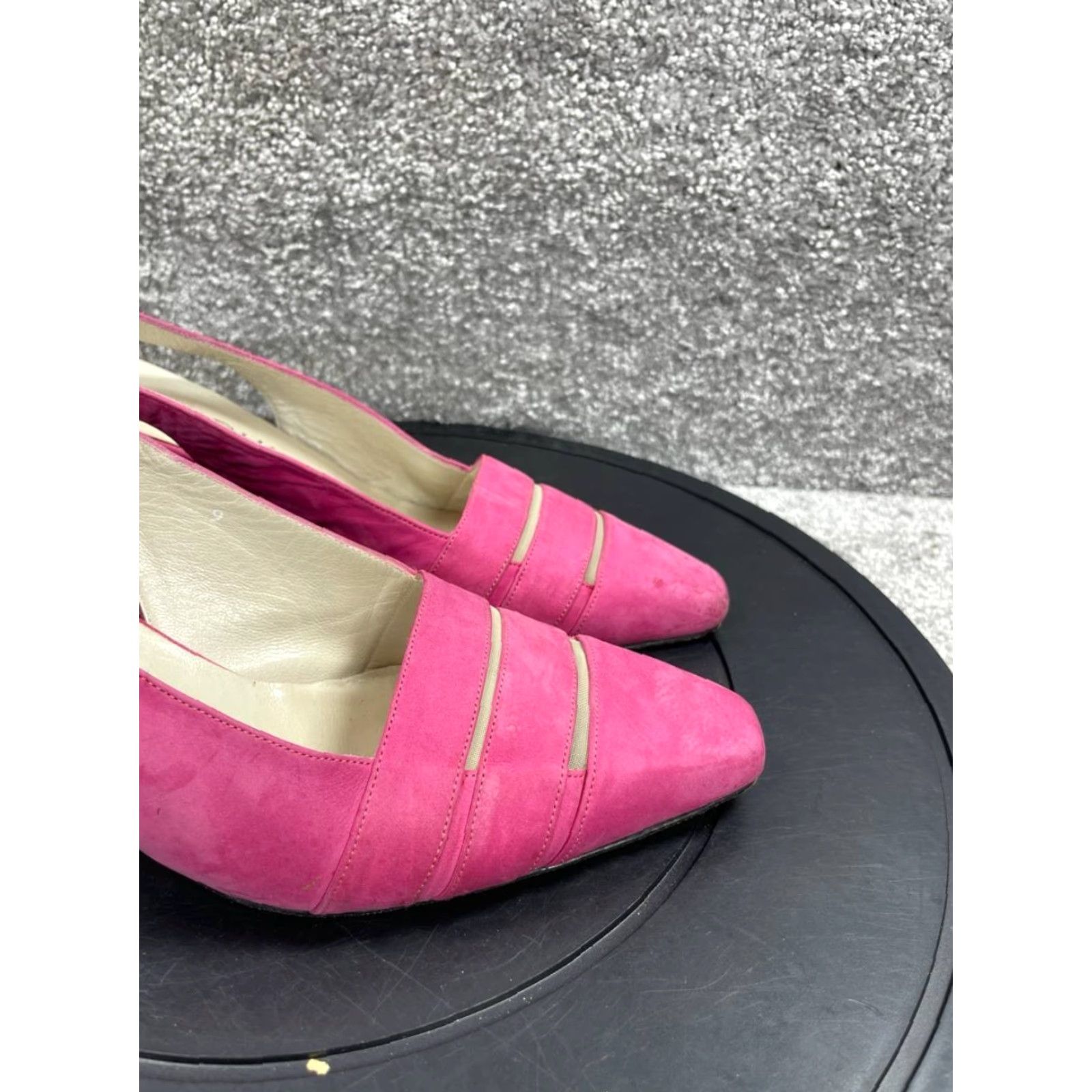 St. John ST. John Womens Slingback Heel Pink Suede Almond Toe 9 Stiletto Mid Heel Size 9 Pink Women Shoes Size US 9 / IT 39 - 2 Thumbnail
