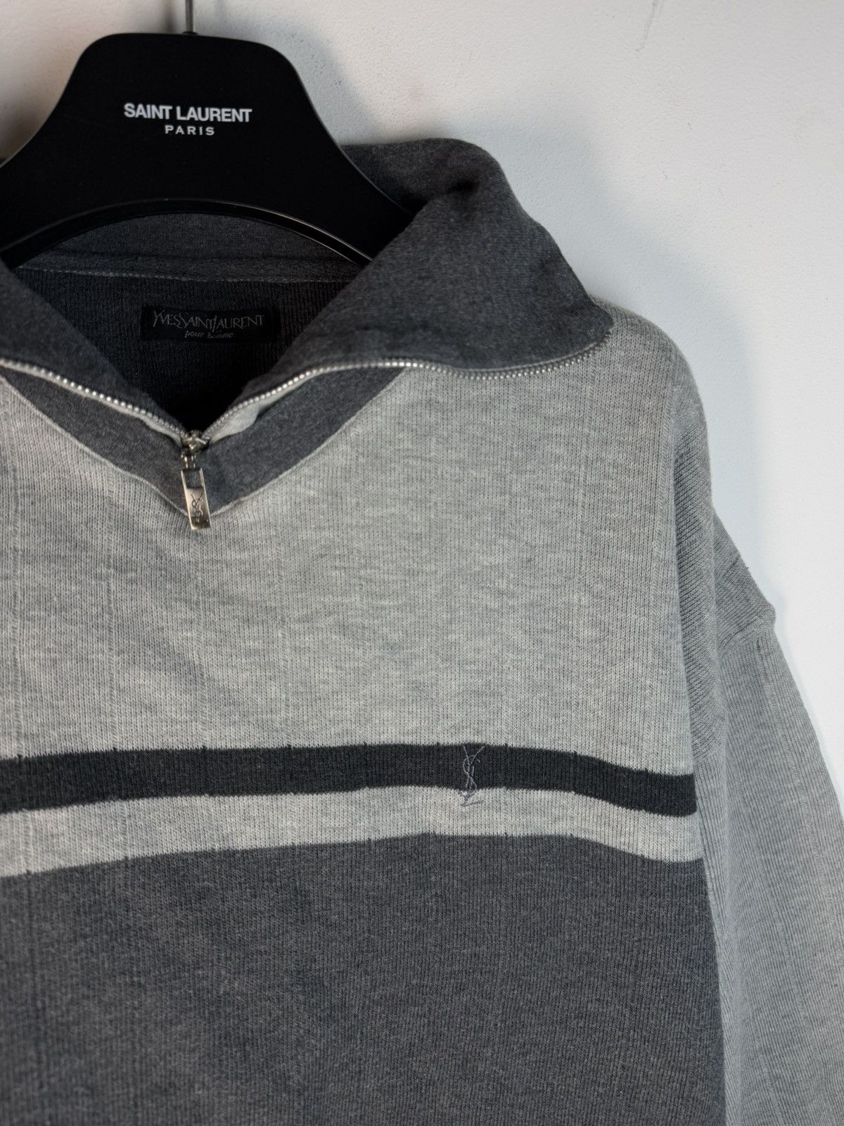 Yves Saint Laurent 90’s YSL Sweatshirt 1/4 Zip Up Vintage Sweater Old Money y2k Size US XXL / EU 58 / 5 - 2 Thumbnail