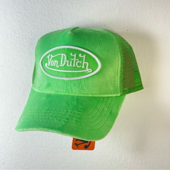 Designer × Von Dutch NWT VON DUTCH LIME VELVET TRUCKER HAT Size ONE SIZE - 6 Thumbnail
