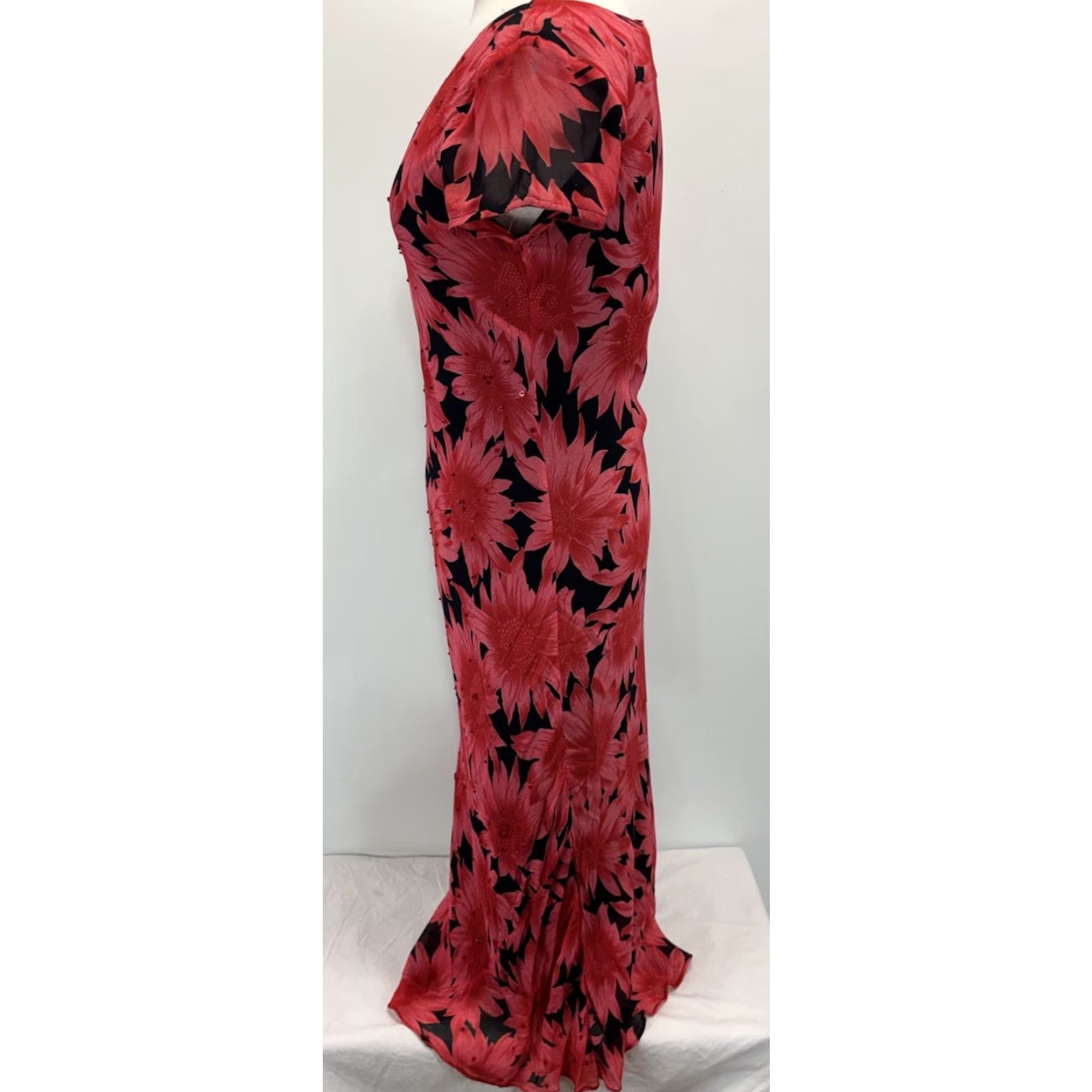 Paradise VINTAGE Paradise Floral Sheath Dress Sz S Black Y2K Grunge Cocktail 90s Womens Size S / US 4 / IT 40 - 2 Thumbnail