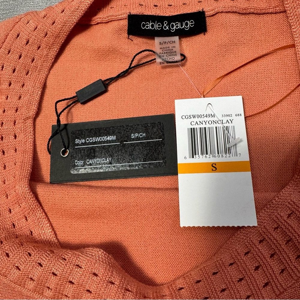 Other NWT New Cable & Gauge Orange 3/4 Button Sleeve Sweater Size Size S / US 4 / IT 40 - 8 Thumbnail