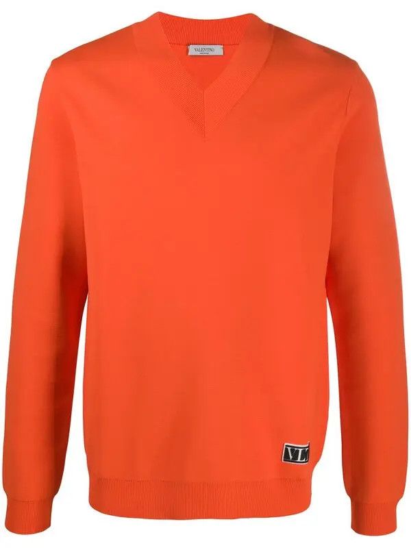 o1y0525 Logo V-neck Sweater in Orange