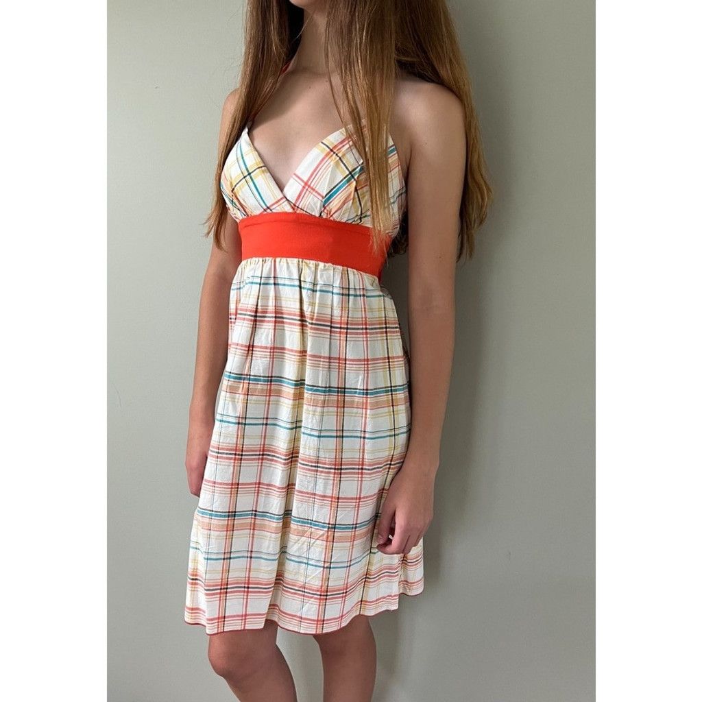 Vintage Womens Y2K Vintage Plaid Summer Halter Sundress Dress Size M / US 6-8 / IT 42-44 - 6 Thumbnail