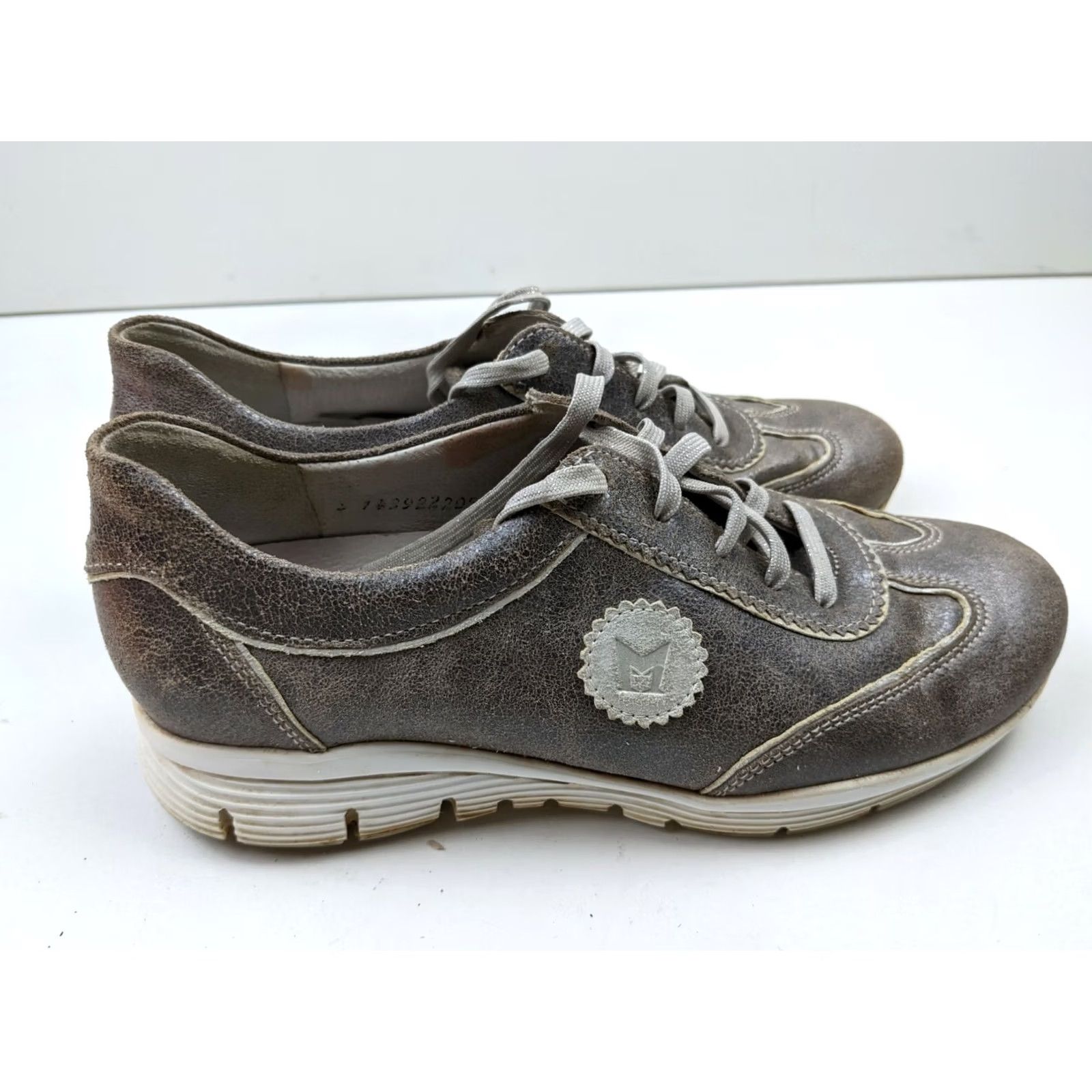 Mephisto Mephisto Runoff Air Jet Sneakers Women's Silver Crackled Leather Lace Up Sz US 7 Sneaker Walking Comfort Size US 7 / IT 37 - 7 Thumbnail