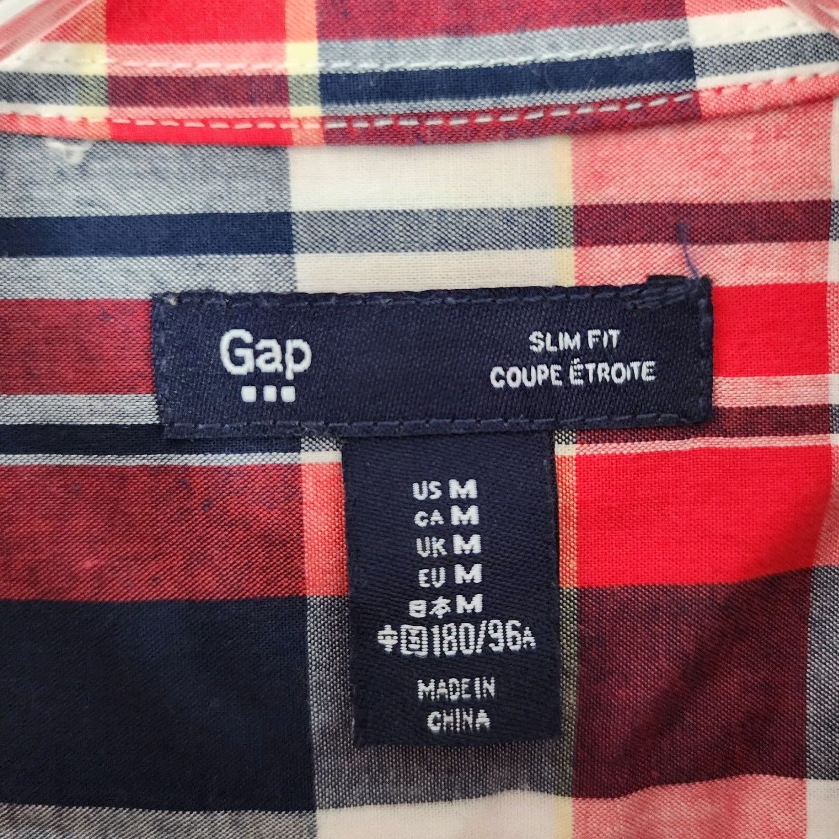 Gap Gap Shirt Men Size M Slim Button-Up Plaid Red Blue Multicolor Long Sleeve Size US M / EU 48-50 / 2 - 4 Thumbnail