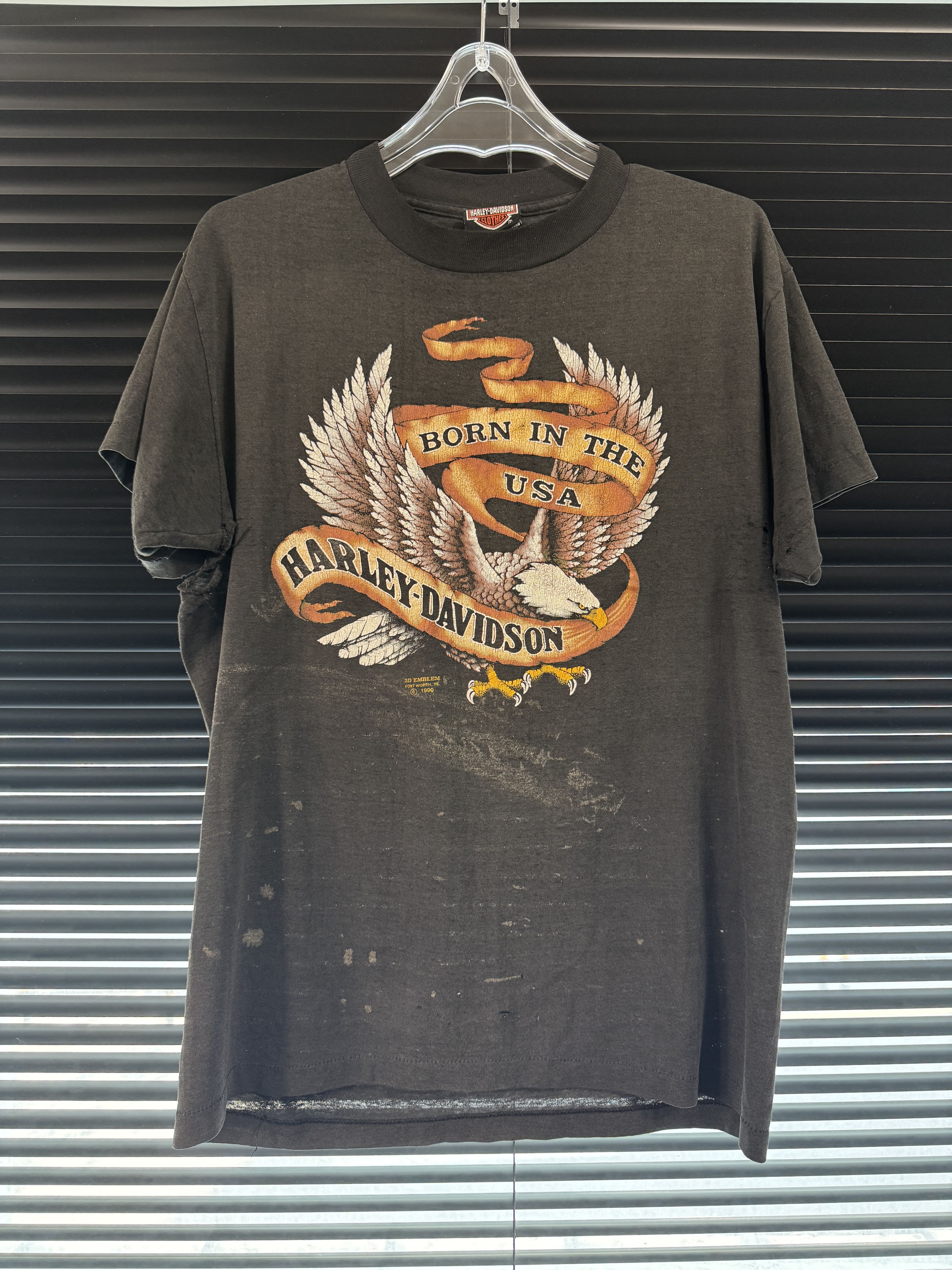 Vintage Vintage 1990 90s 3D Emblem Harley Davidson Thrashed Shirt Size US L / EU 52-54 / 3 - 1 Thumbnail