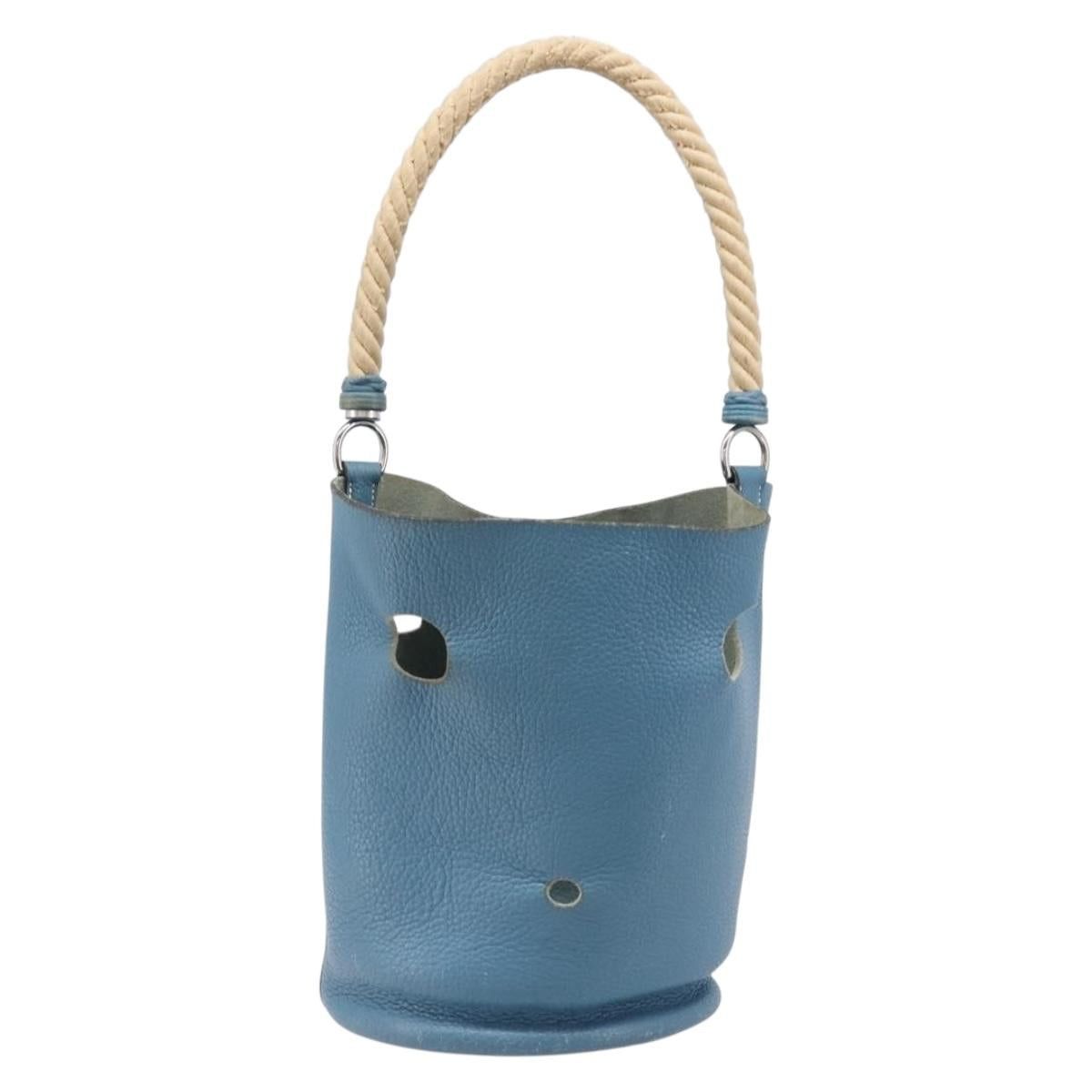 Hermes HERMES Manjoire Shoulder Bag Leather Light Blue Silver Auth Size ONE SIZE - 3 Thumbnail