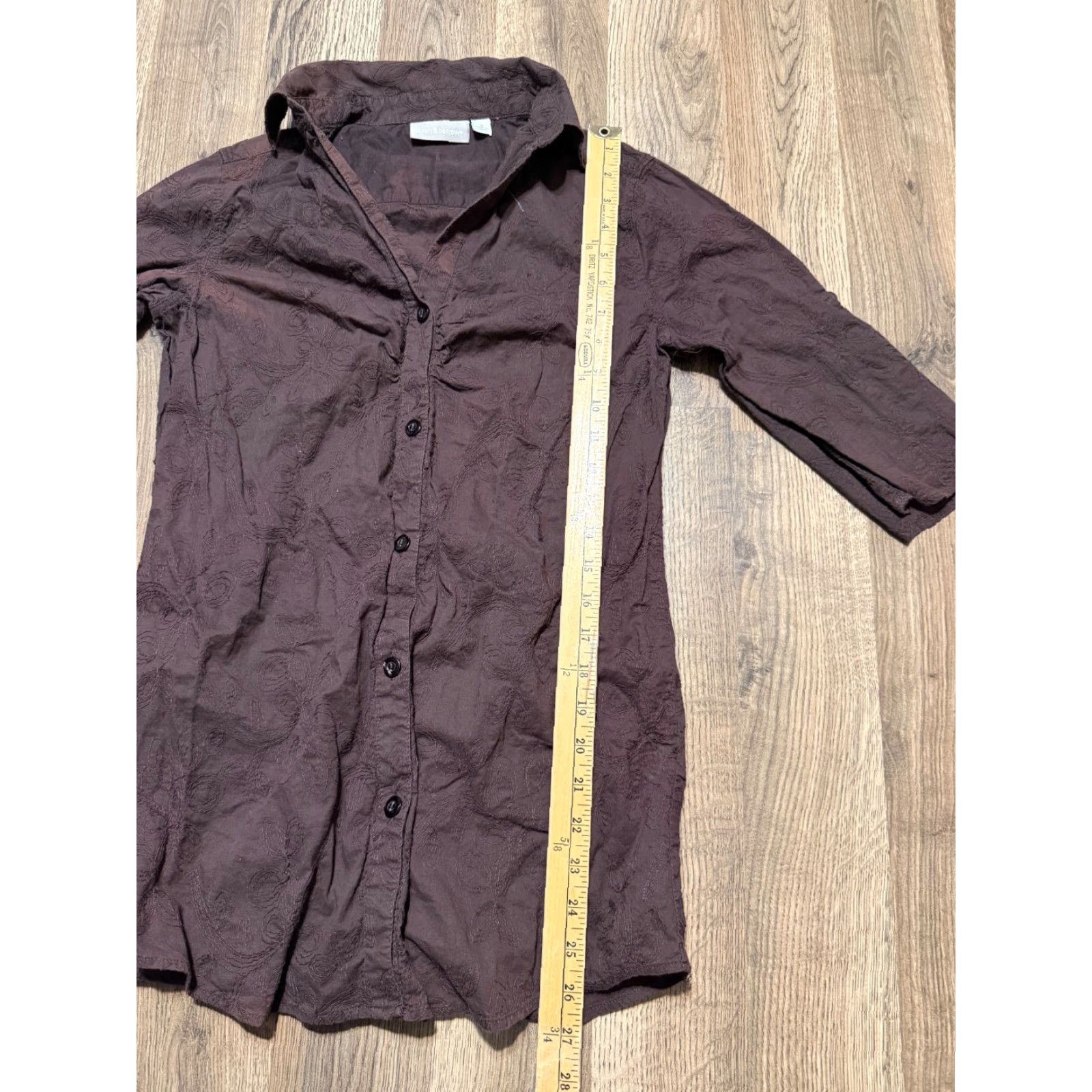 Croft & Barrow Croft & Barrow Shirt Women’s Size Small Brown 3/4 Sleeve Button Up Shirt, Solid, Casual, Pockets, Regular Fit, Button Size S / US 4 / IT 40 - 7 Thumbnail