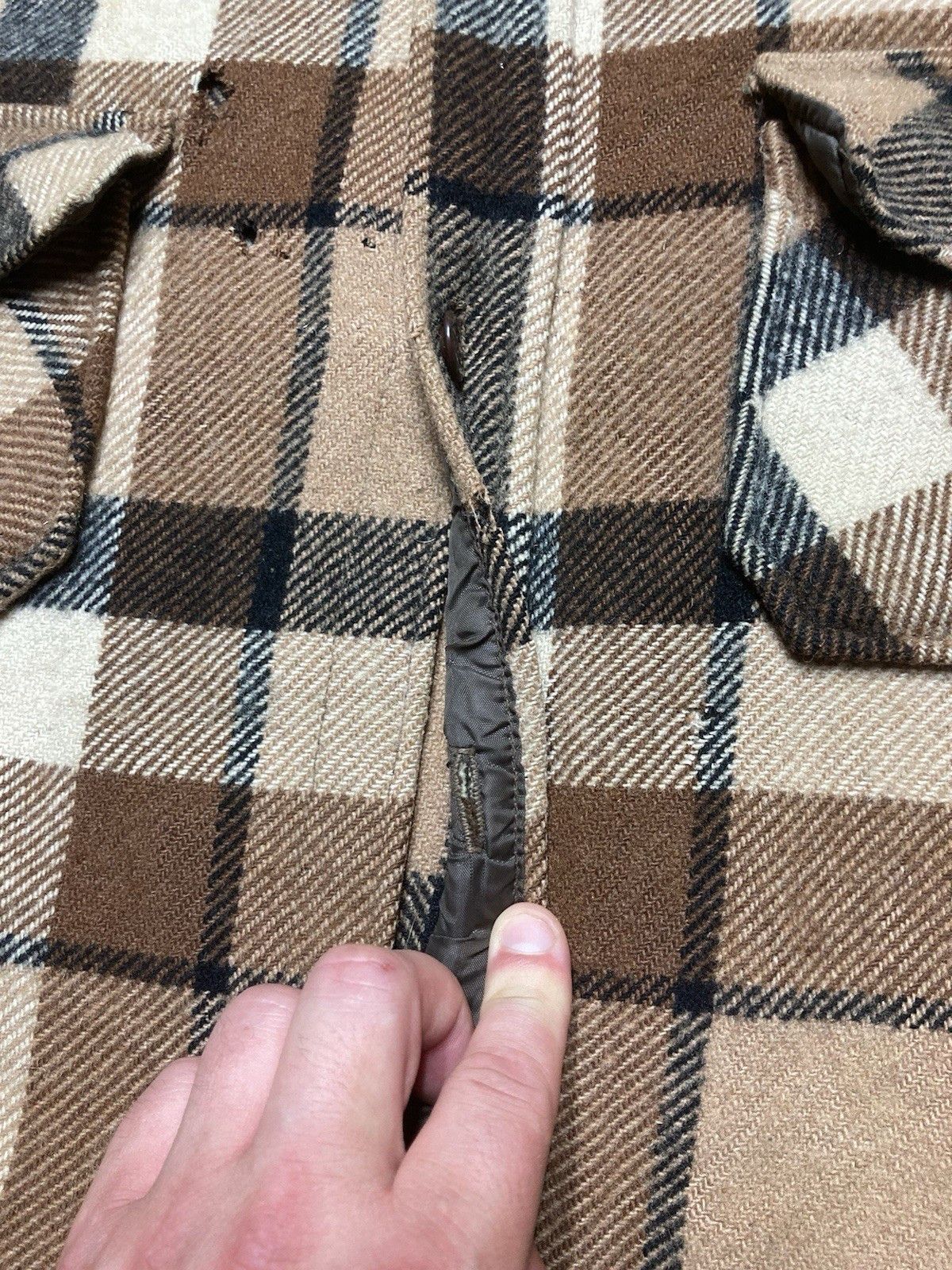 Vintage 50s 60s wool CPO shirt plaid anchor button distressed large Size US L / EU 52-54 / 3 - 6 Thumbnail
