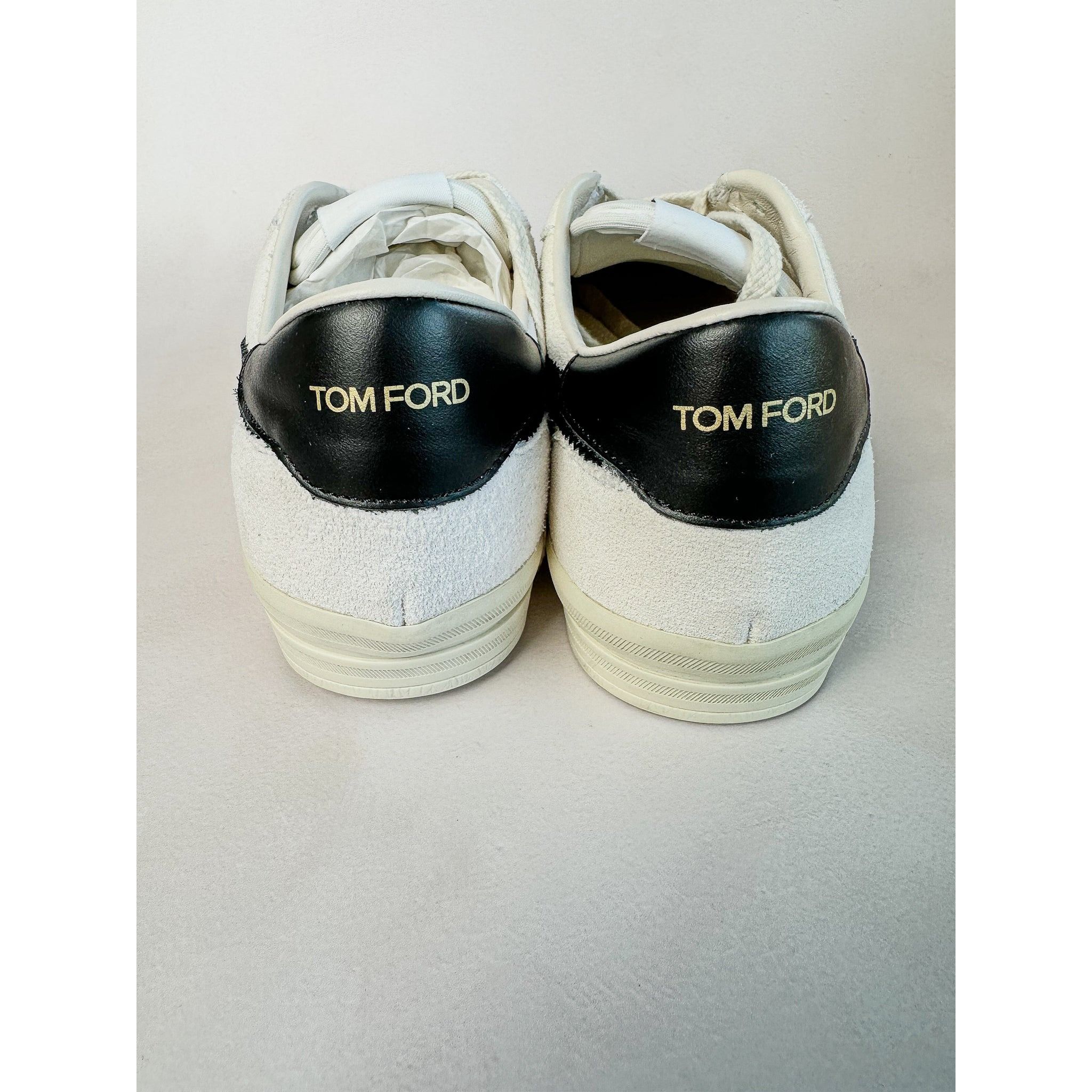 Tom Ford Tom Ford White Cambridge Suede Low Top Sneakers Size US 7 / IT 37 - 6 Thumbnail