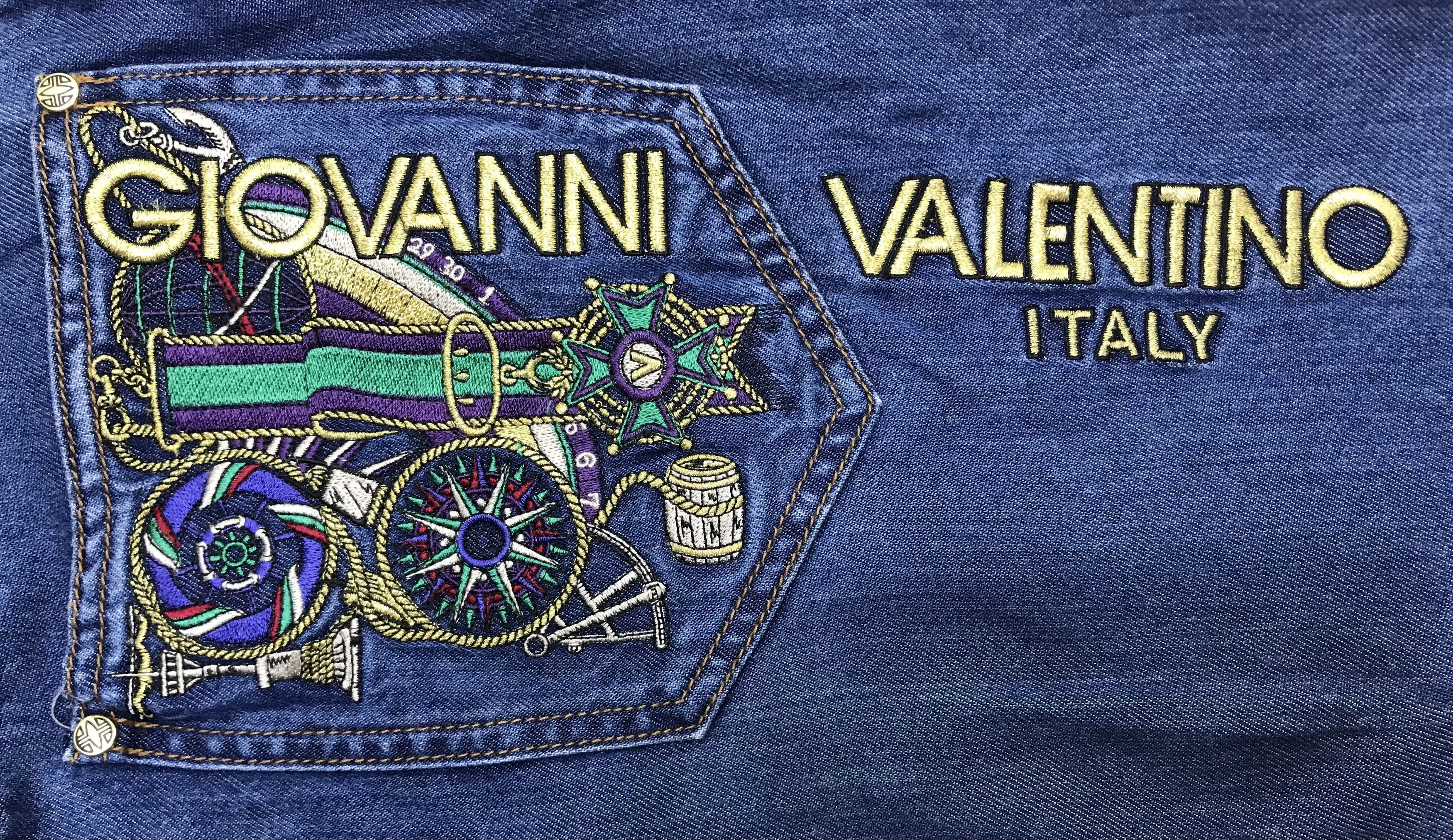 Giovanni Valentino Vintage Giovanni Valentino Embroidered Indigo Denim Pants Size US 31 - 12 Thumbnail