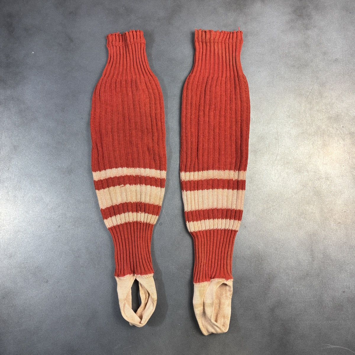Vintage 1930s Vintage Baseball Socks Striped Wool Stirrup Tube Warm Size ONE SIZE - 8 Thumbnail