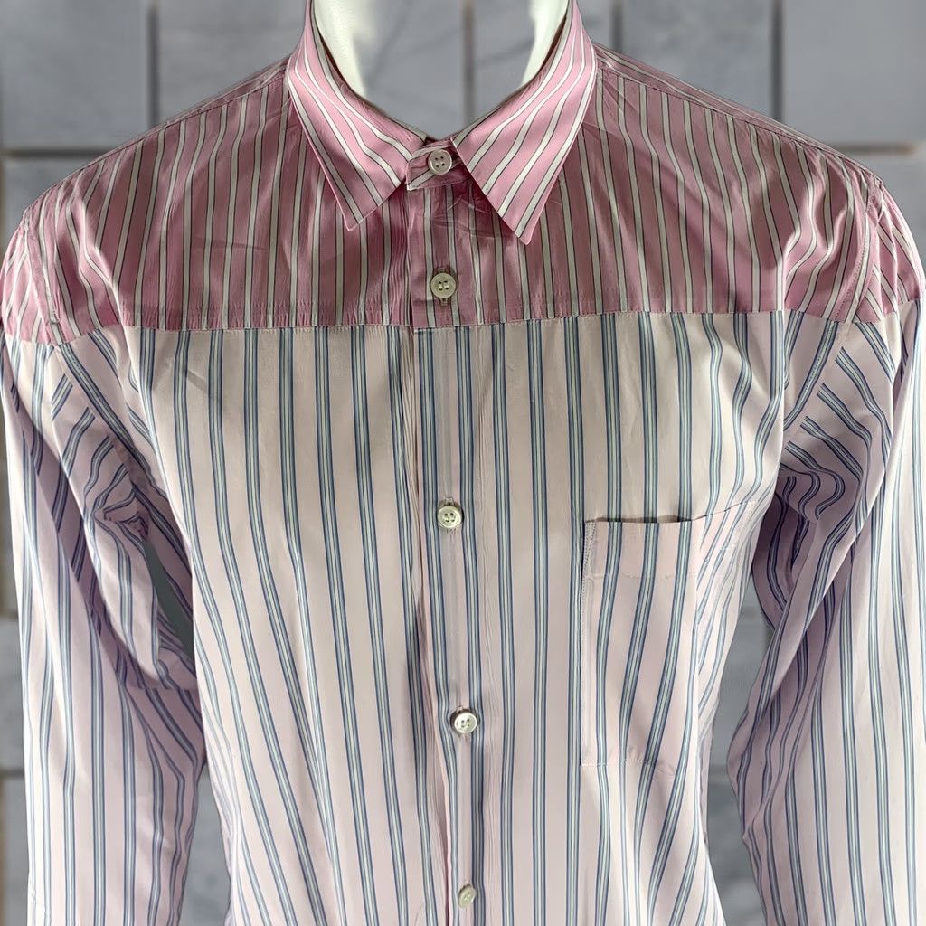 Comme des Garcons Girl COMME des GARCONS Shirt XL Pink Blue Stripe Cotton Long Sleeve Size US XL / EU 56 / 4 - 1 Thumbnail