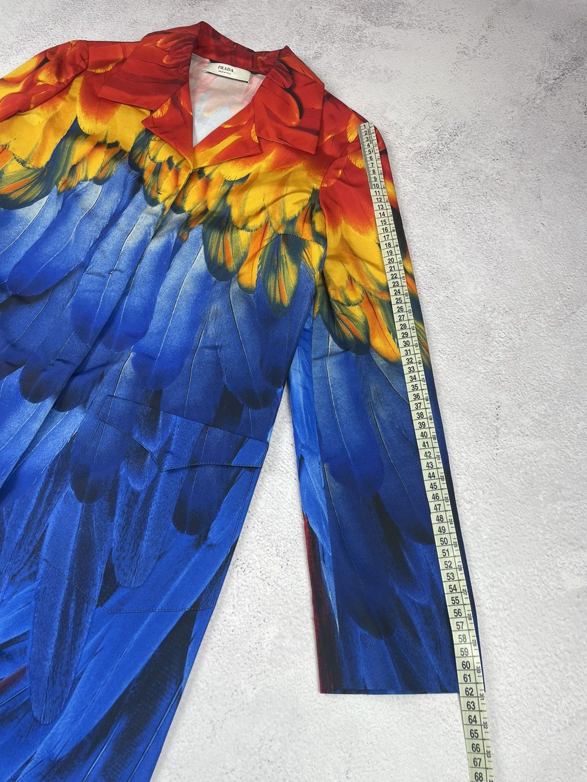 Prada PRADA 100% Silk Multicolor Feather Pattern Coat With Belt Size M / US 6-8 / IT 42-44 - 25 Thumbnail