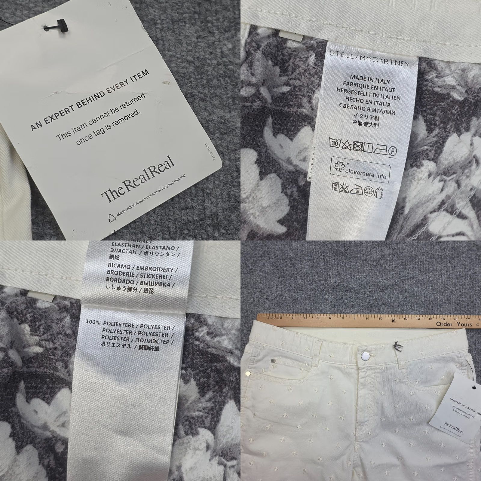 Stella McCartney Stella McCartney Pants Women 31 Ivory Star Embroidered NWT Slim Tapered Cuffed 27" Inseam Ivory Star Embroidered NWT Ladies Mens? Size 24" / US 00 / IT 34 - 9 Thumbnail