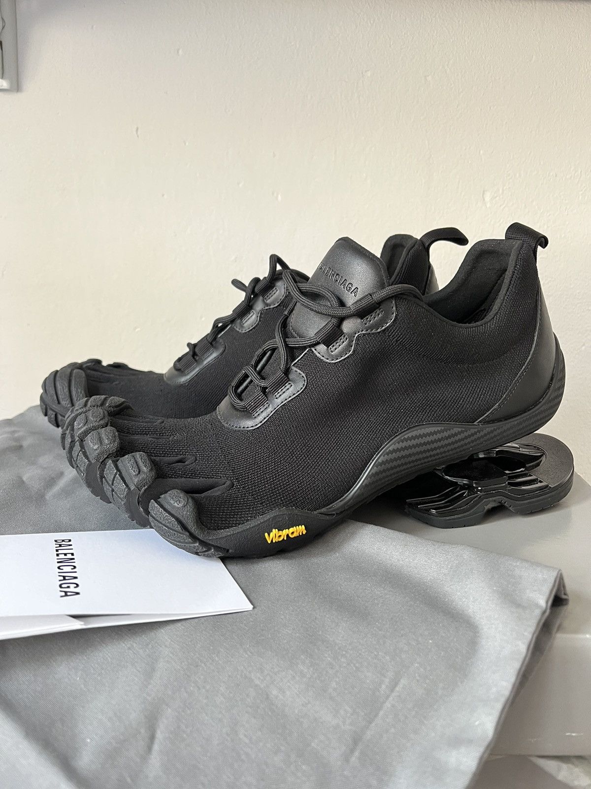 image of Balenciaga Vibram Low Top Toe Sneaker With Heel Shoes in Black, Men's (Size 8)