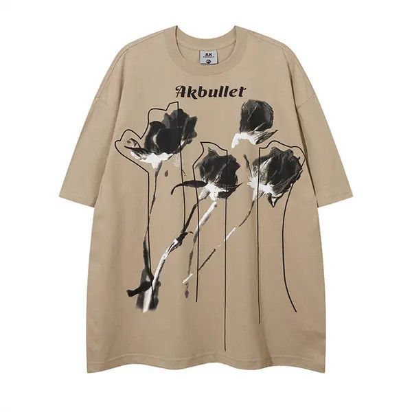 Japanese Brand Rina Khaki Rose Print Vintage Casual T-shirt for Men Size US L / EU 52-54 / 3 - 1 Thumbnail