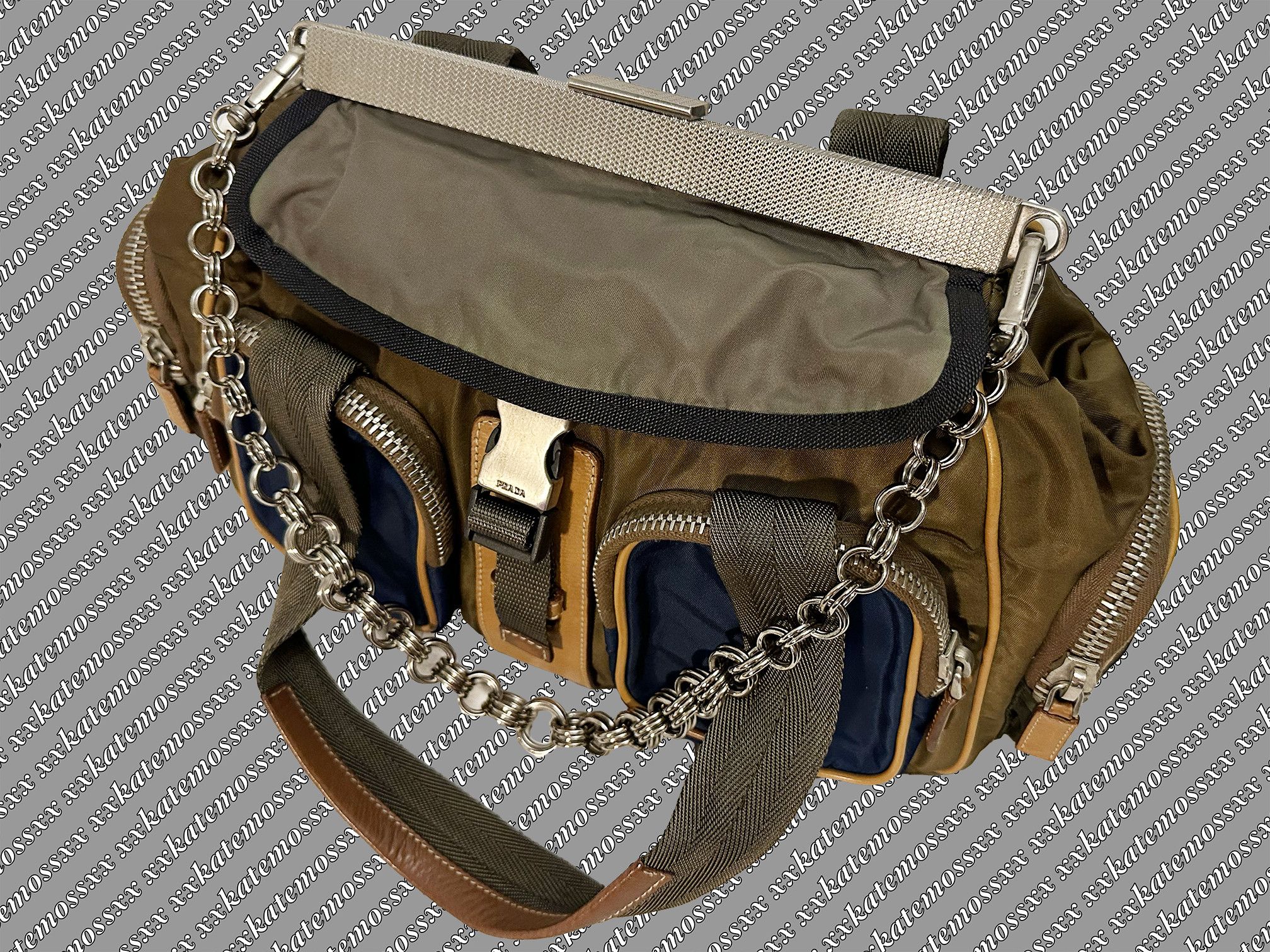 image of Prada Ss2004 Runway Tessuto Active Frame Bag in Olive Green, Women's