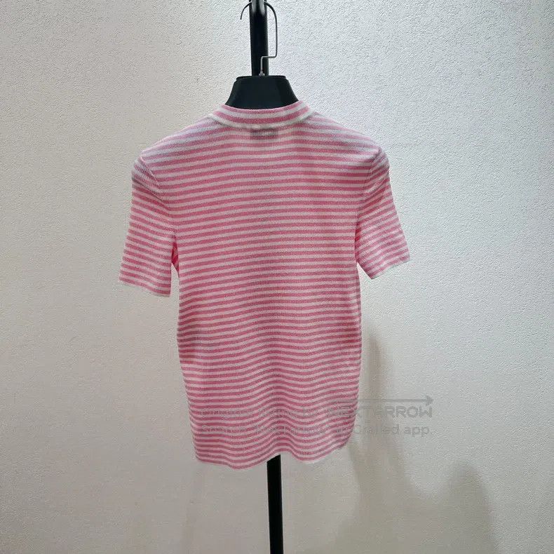 Chanel Chanel 24C Chanel diamond buckle pink white striped knitte Size XS / US 0-2 / IT 36-38 - 2 Thumbnail