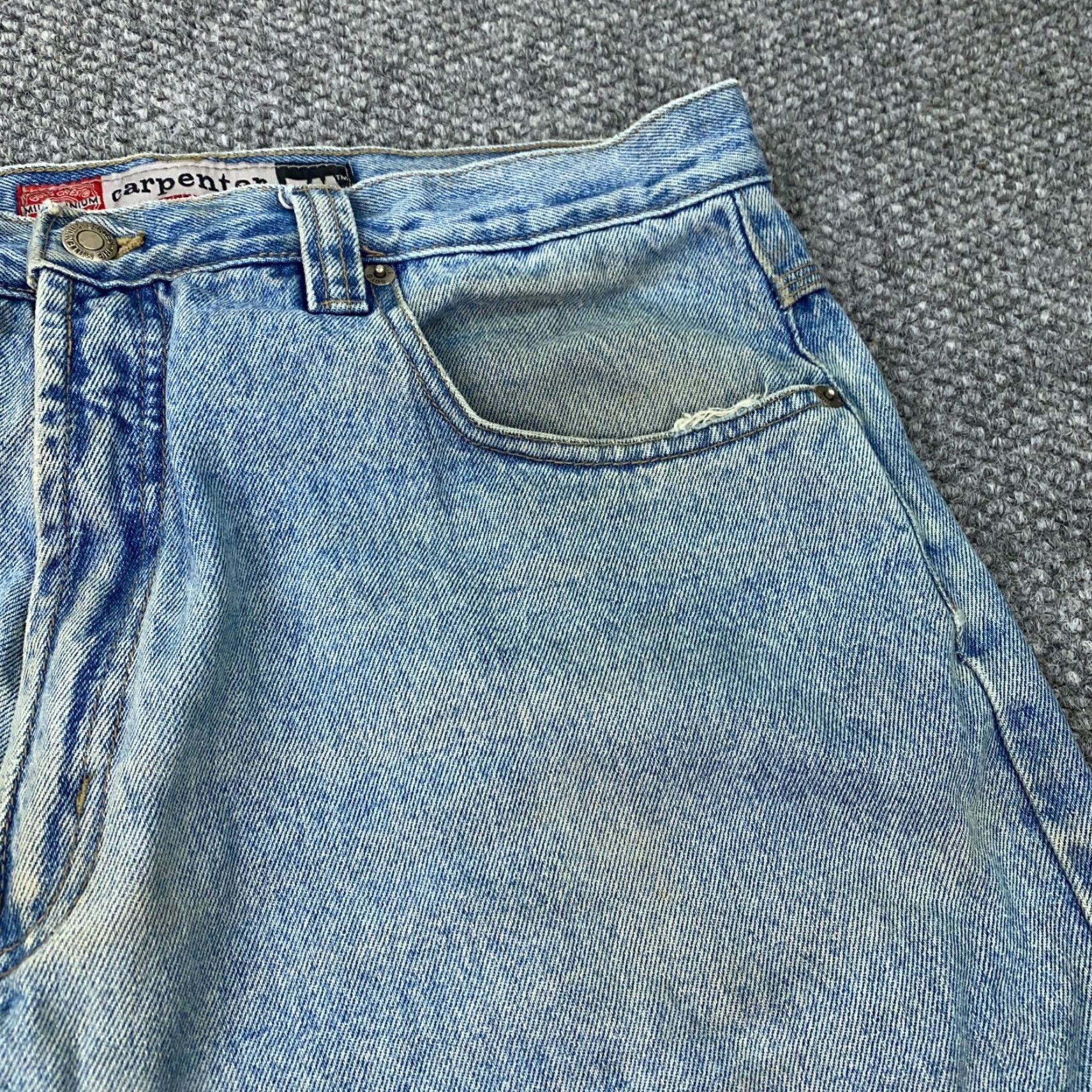 Bugle Boy VINTAGE Bugle Boy Jeans Mens 34x31 Distressed Carpenter Baggy Blue 90s Grunge Size US 36 / EU 52 - 4 Thumbnail