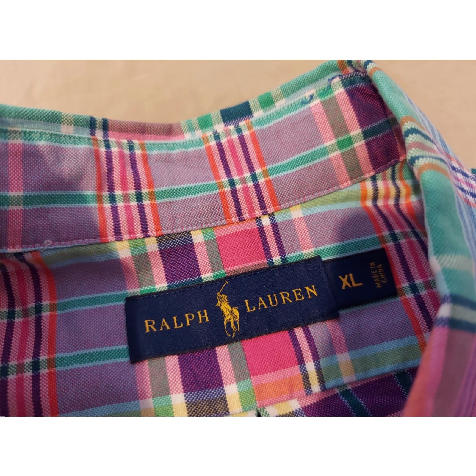 Polo Ralph Lauren Polo Ralph Lauren Shirt XL Men Button-Up Long Sleeve Cotton Blue Plaid Dress Shirt Size 46R - 4 Thumbnail