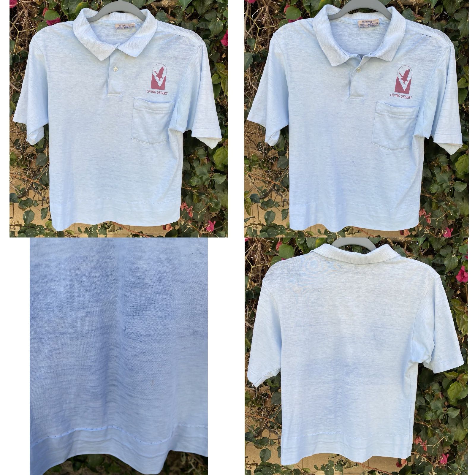 Hanes VINTAGE Hanes Pocket Polo Shirt Short Sleeve Blue 1980s Size M Distressed Thrashed Unisex Mens Womens Boys Girls Size US M / EU 48-50 / 2 - 9 Thumbnail