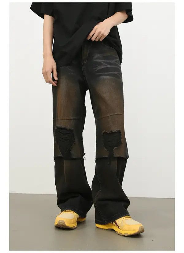 VIBE High street black American patchwork straight ripped jeans Size US 32 / EU 48 - 8 Thumbnail