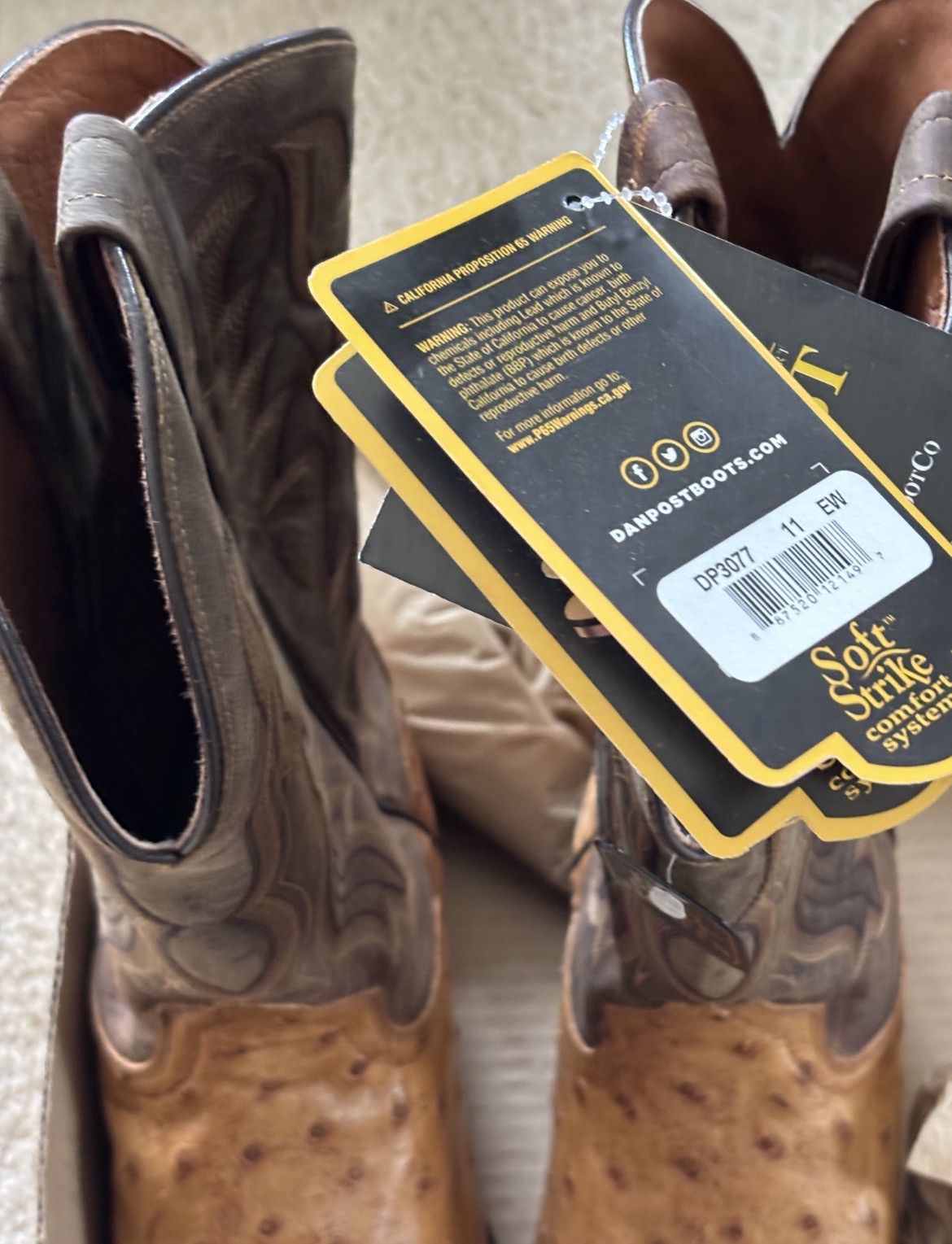 Dan Post Dan Post Gehrig Men's Saddle Western Ostrich Boots Size US 11 / EU 44 - 3 Thumbnail