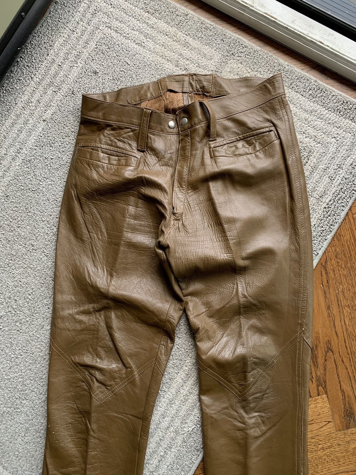 Danier × Vintage 1970s Leather Jacket Pants Vintage Matching Two Piece Set 60 Size M / US 6-8 / IT 42-44 - 16 Thumbnail