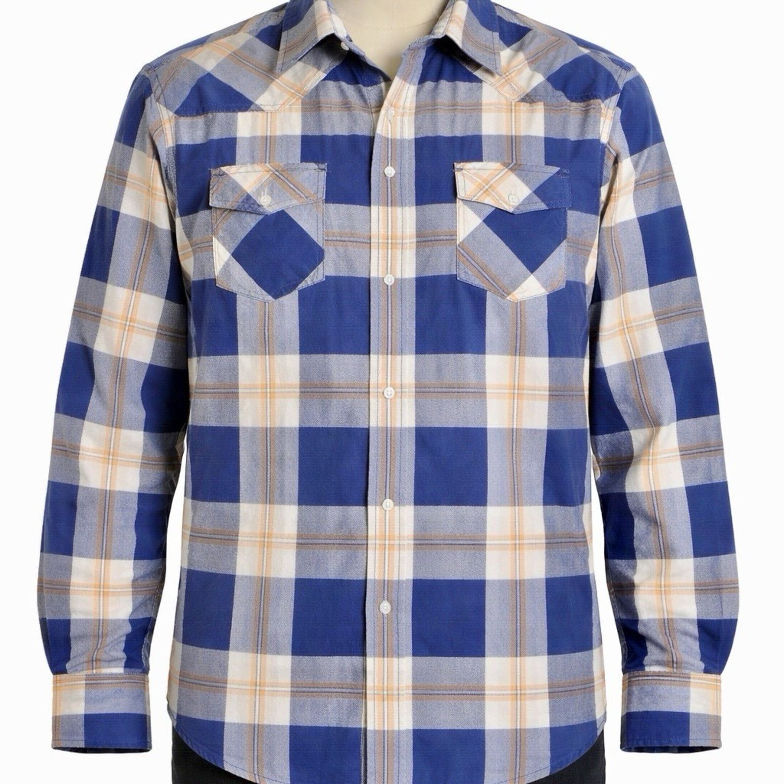 Urban Pipeline Men’s XL Shirt Blue Western blue plaid pearl snap Size US XL / EU 56 / 4 - 1 Thumbnail