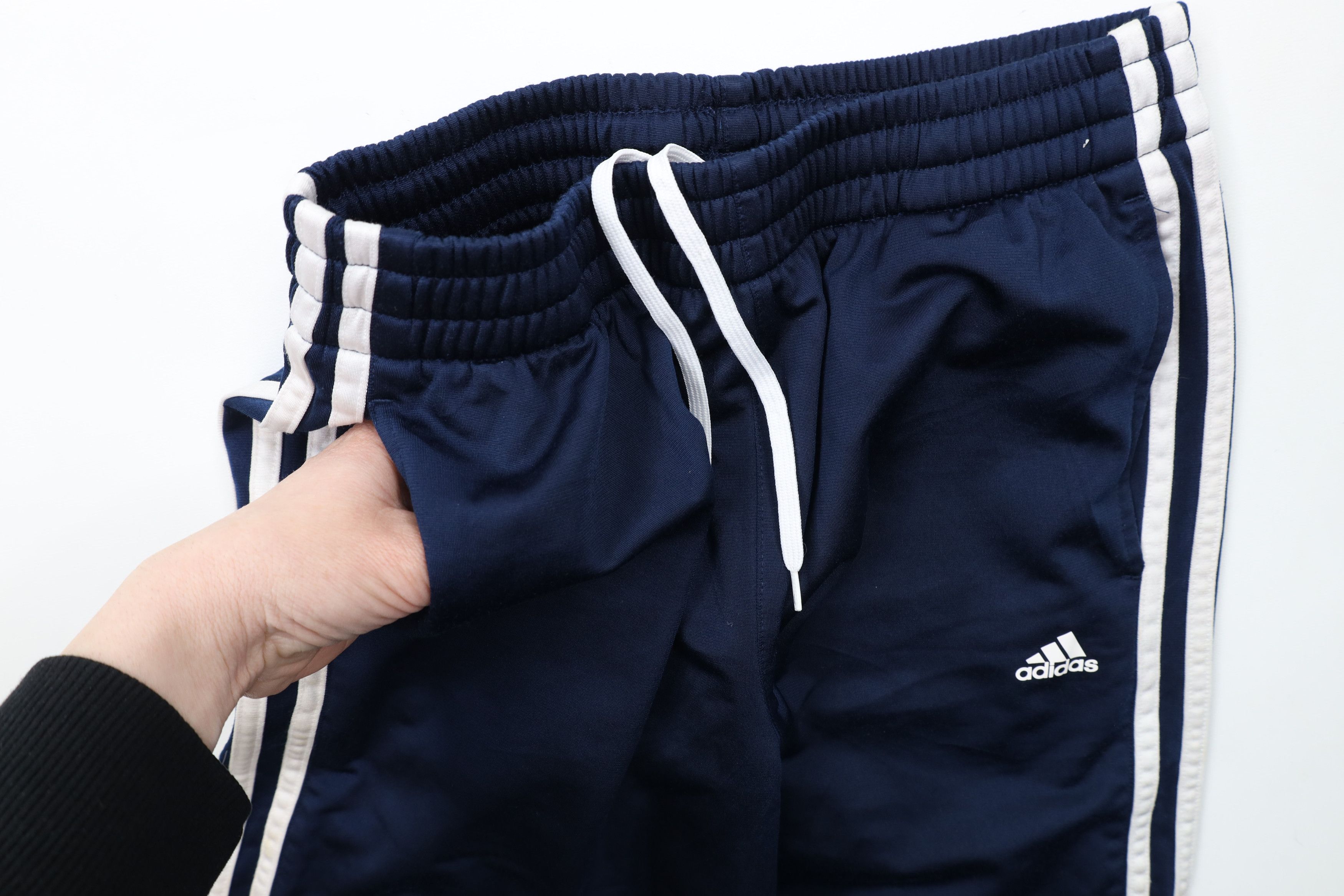 Adidas × Vintage Vintage Adidas Striped Wide Leg Sweatpants Pants Navy Blue Size US 34 / EU 50 - 9 Thumbnail