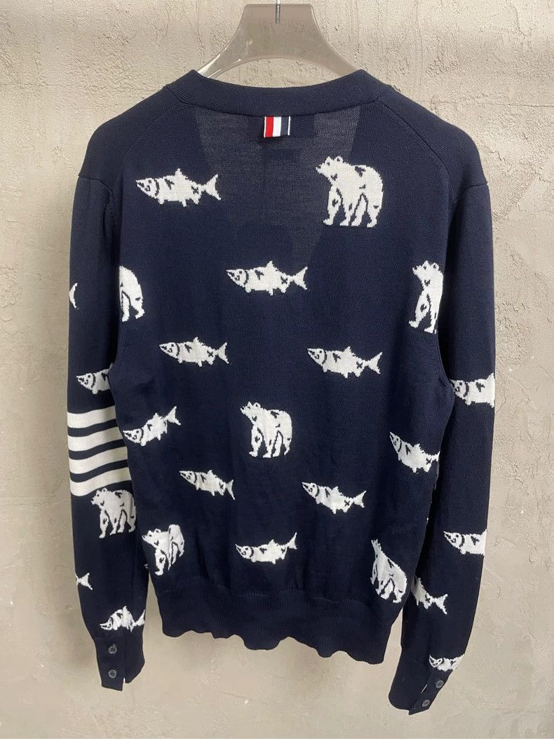 Thom Browne Thom browne Dark blue zoo four-striped wool knitted cardiga Size US XS / EU 42 / 0 - 4 Thumbnail