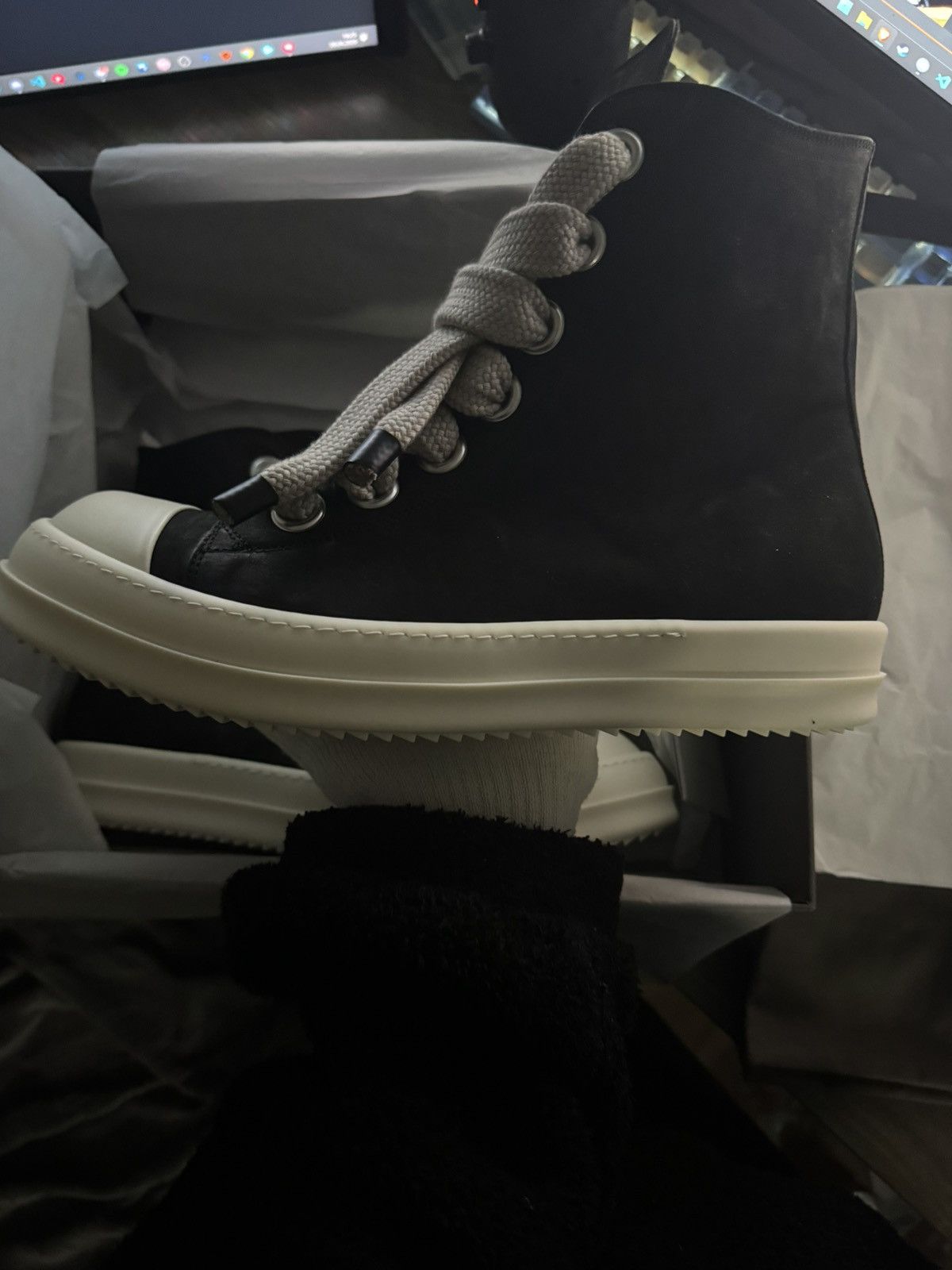 Rick Owens Rick Owens Ramones JUMBOLACE SNEAKERS RU02E1892 LWNW2 Size US 14 / EU 47 - 4 Thumbnail