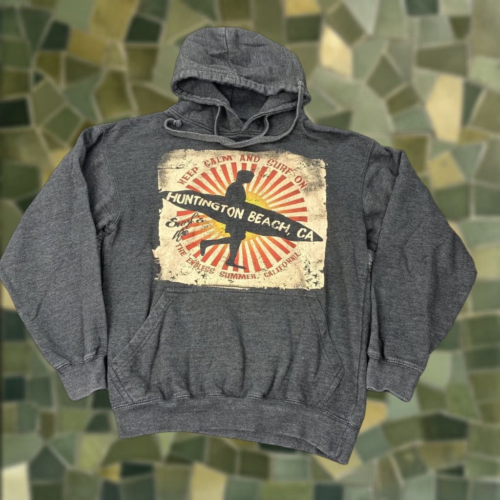 Vintage VINTAGE Basix Hoodie Mens Small Gray Huntington Beach Surf Endless Summer Sweatshirt Size US L / EU 52-54 / 3 - 1 Thumbnail