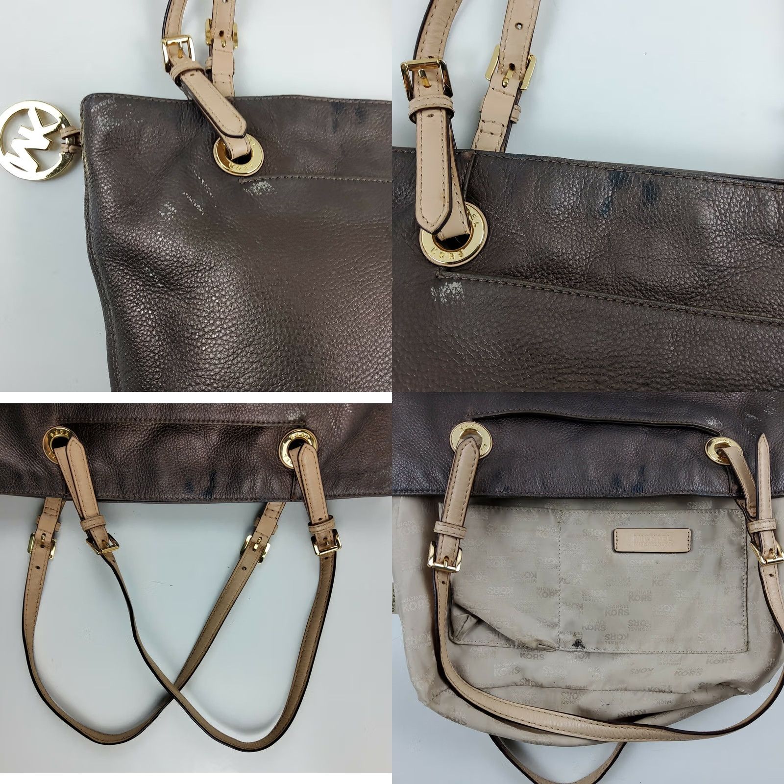 Michael Kors Michael Kors Metallic Bronze Leather Tote Shoulder Handbag Purse Tote Bag Size ONE SIZE - 8 Thumbnail