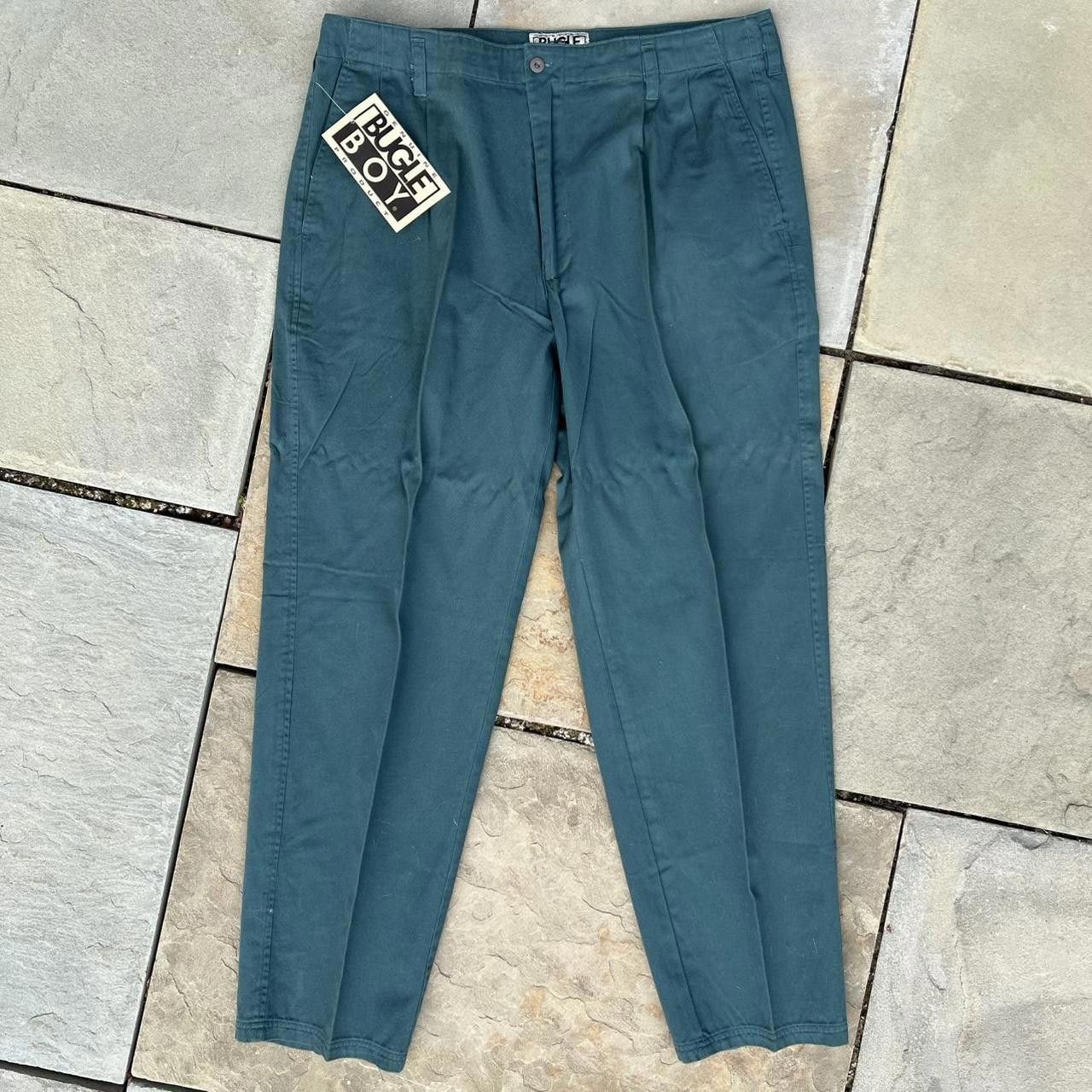 Bugle Boy NWT Deadstock Vintage 90s Green Pleated Chino Work