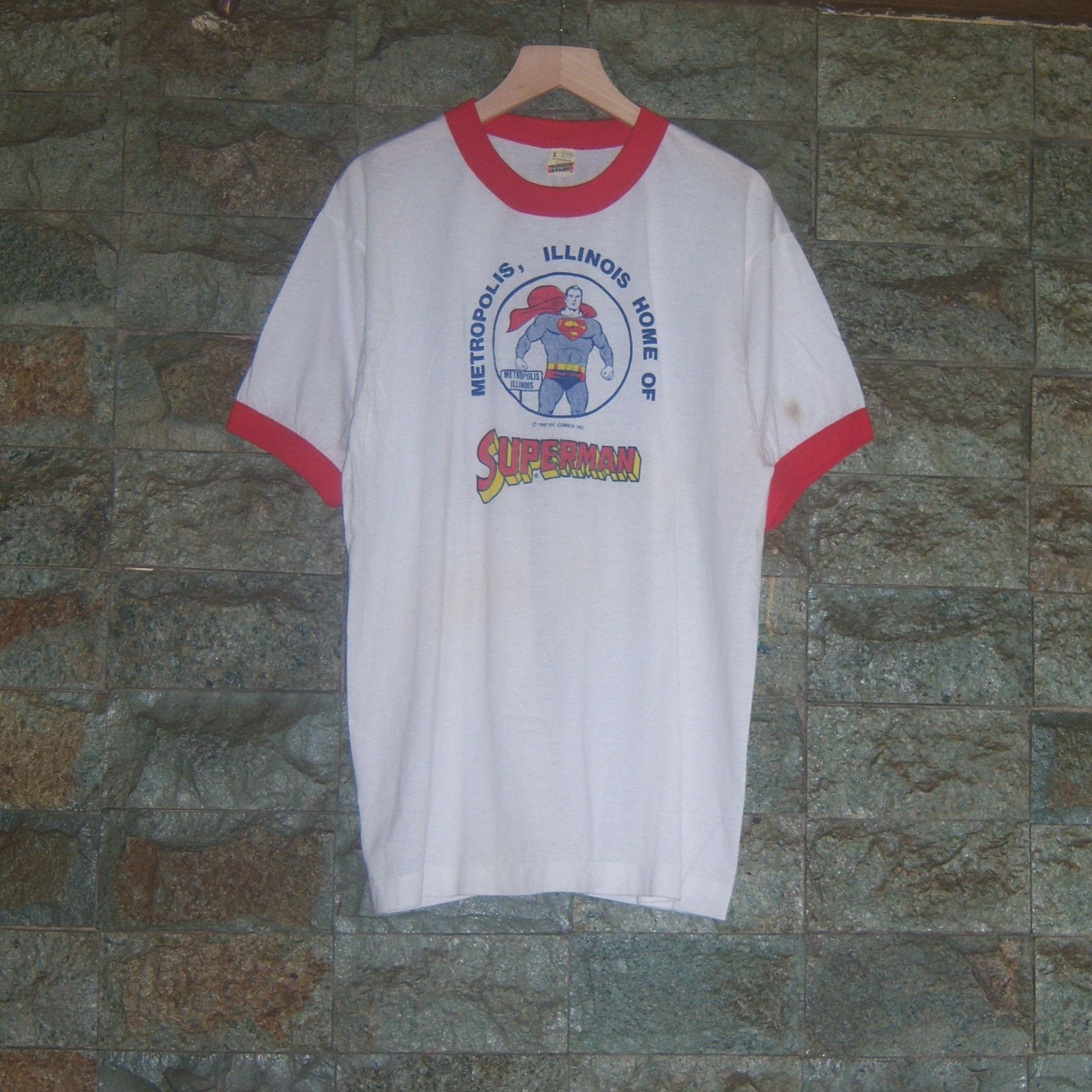 DC Comics × Vintage 1987 Dc Comics Superman Metropolis Illinois Ringer Tee Size US L / EU 52-54 / 3 - 1 Thumbnail