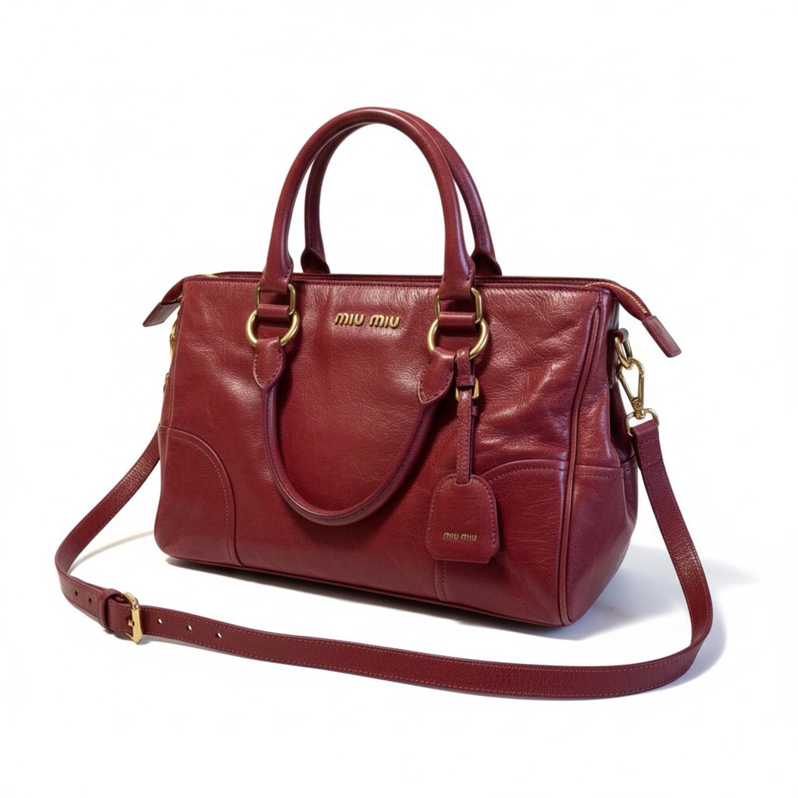 Miu Miu Miu Miu - Burgundy Leather Women's Handbag Size ONE SIZE - 1 Thumbnail