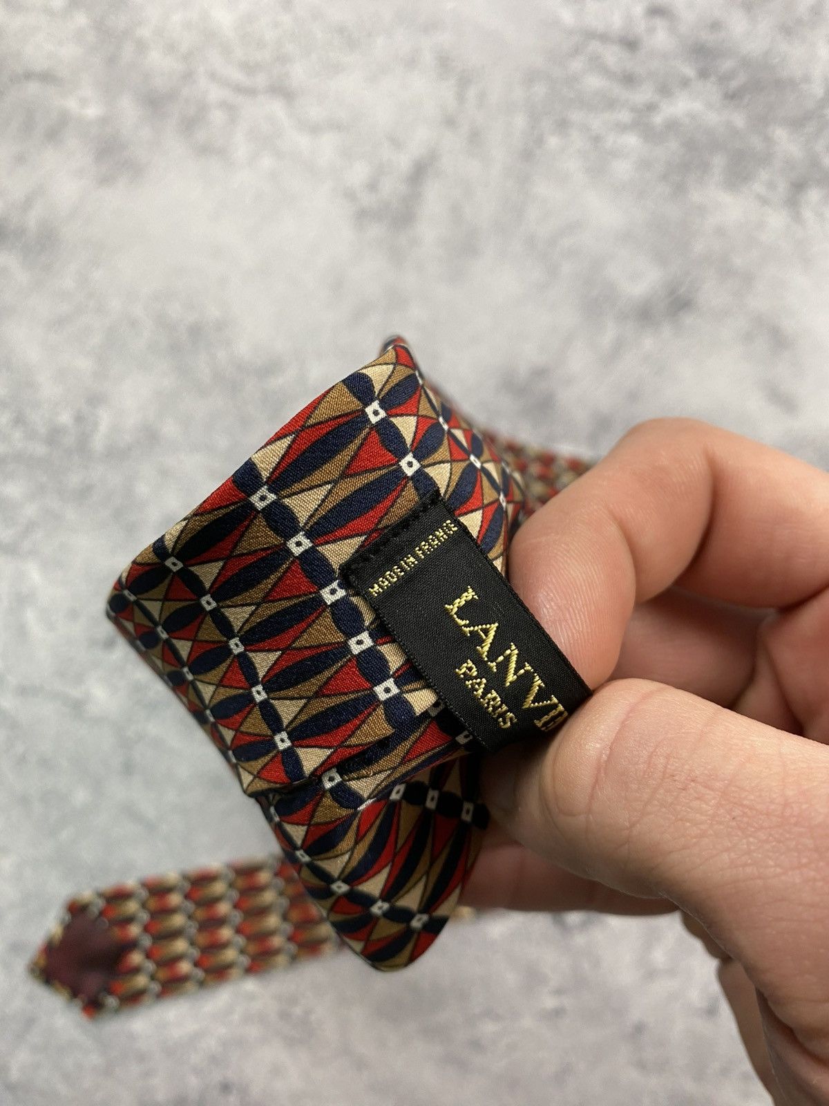 Lanvin Lanvin Tie 90s Geometric Cravatca Silk Y2K Classic Casual Size ONE SIZE - 7 Thumbnail