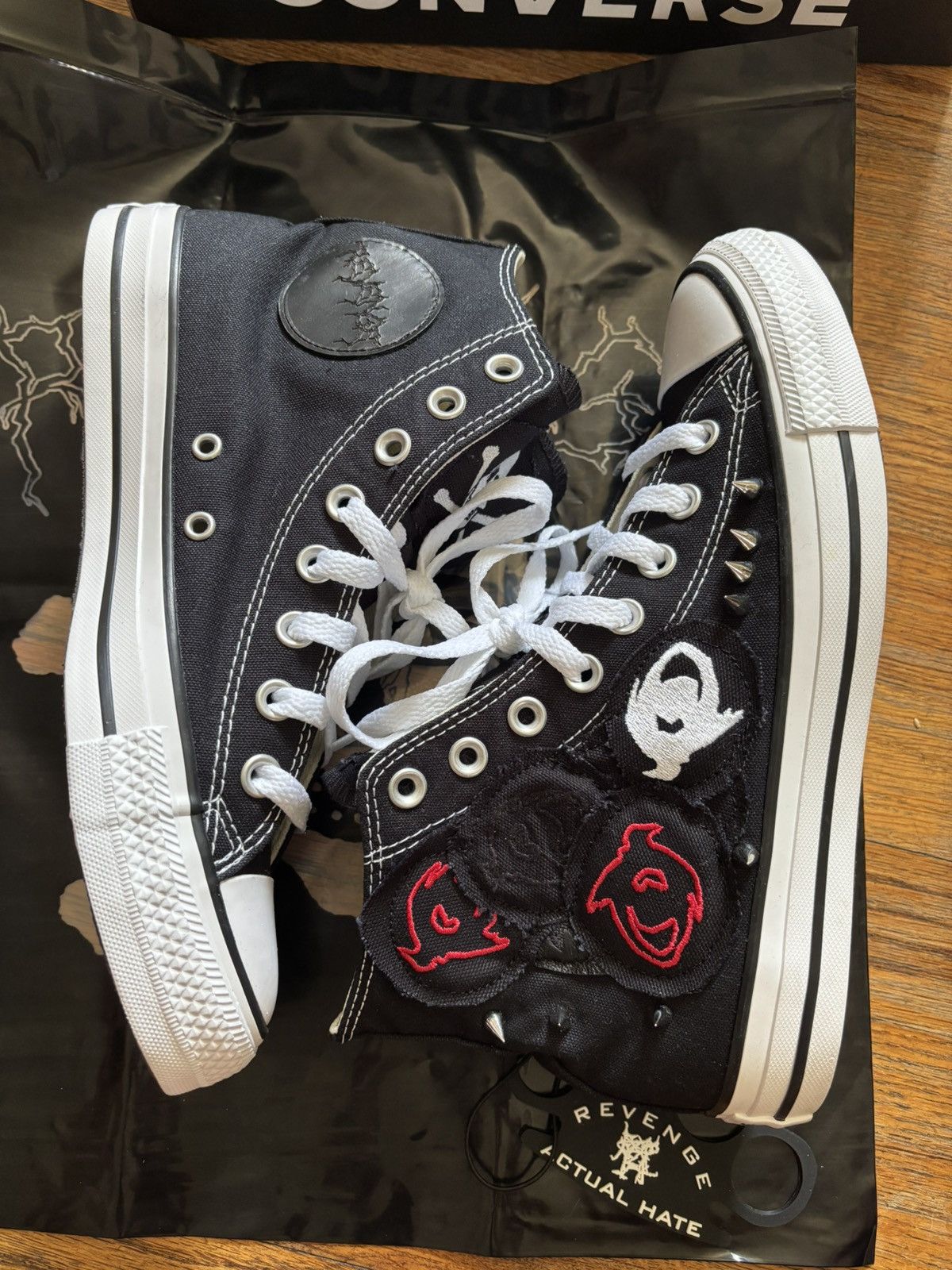 Revenge Revenge Actual Hate Converse Eye Patchwork Studded High-Top Size US 7 / EU 40 - 3 Thumbnail