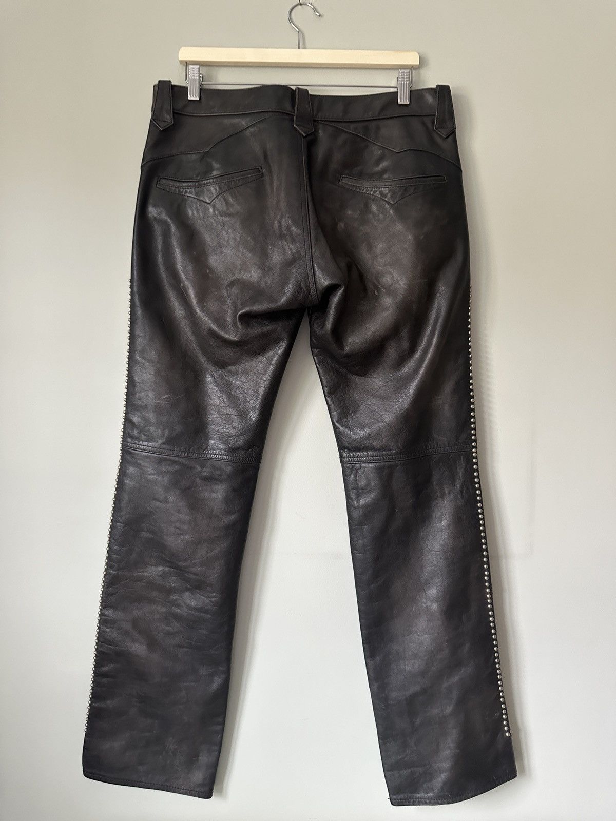 RRL Ralph Lauren Double RL Bejewelled Leather Pants Size US 33 - 4 Thumbnail