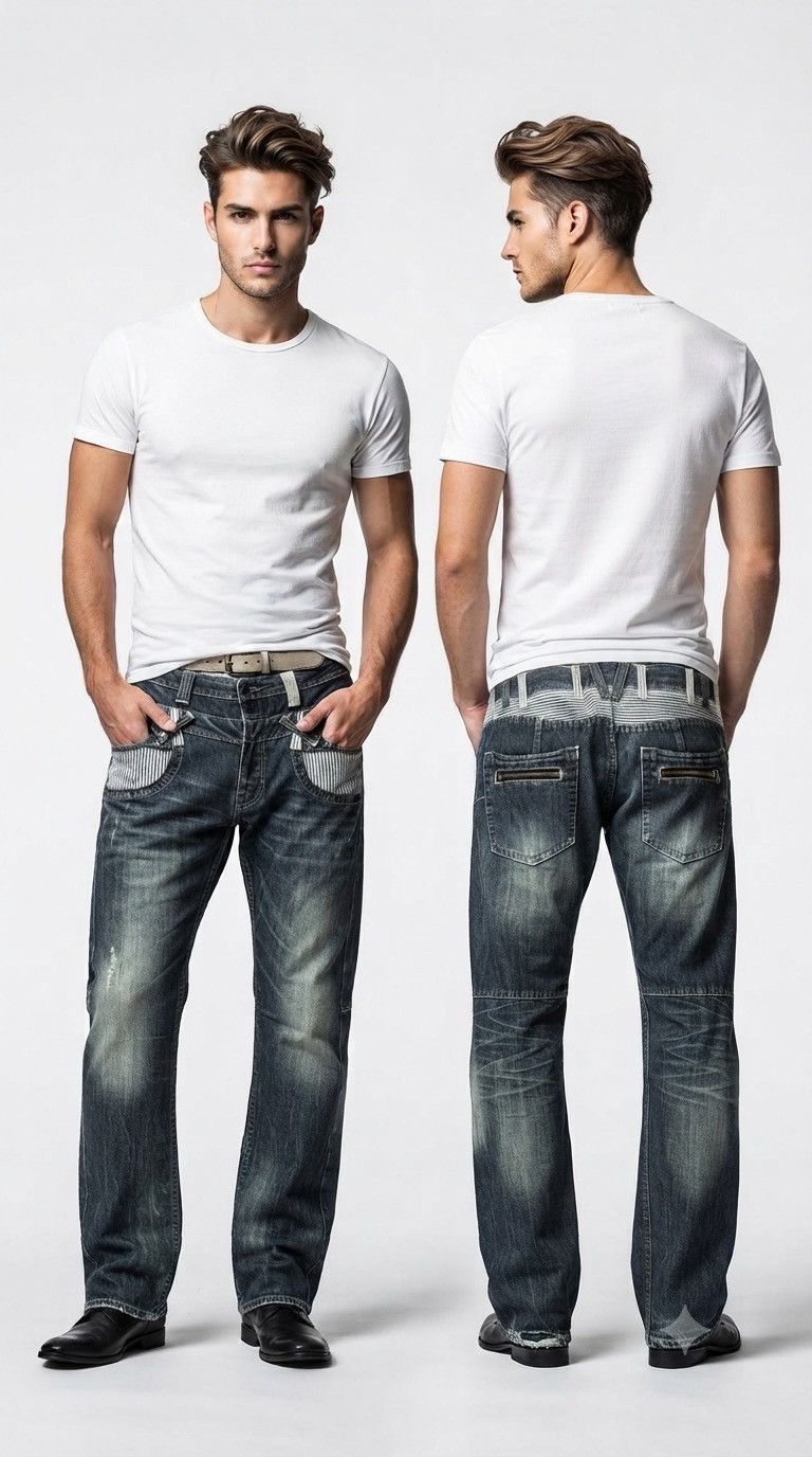 Japanese Brand 🔥Japanese Shinjuku Street Fashion Double Waist Exit Jeans Size US 32 / EU 48 - 1 Thumbnail