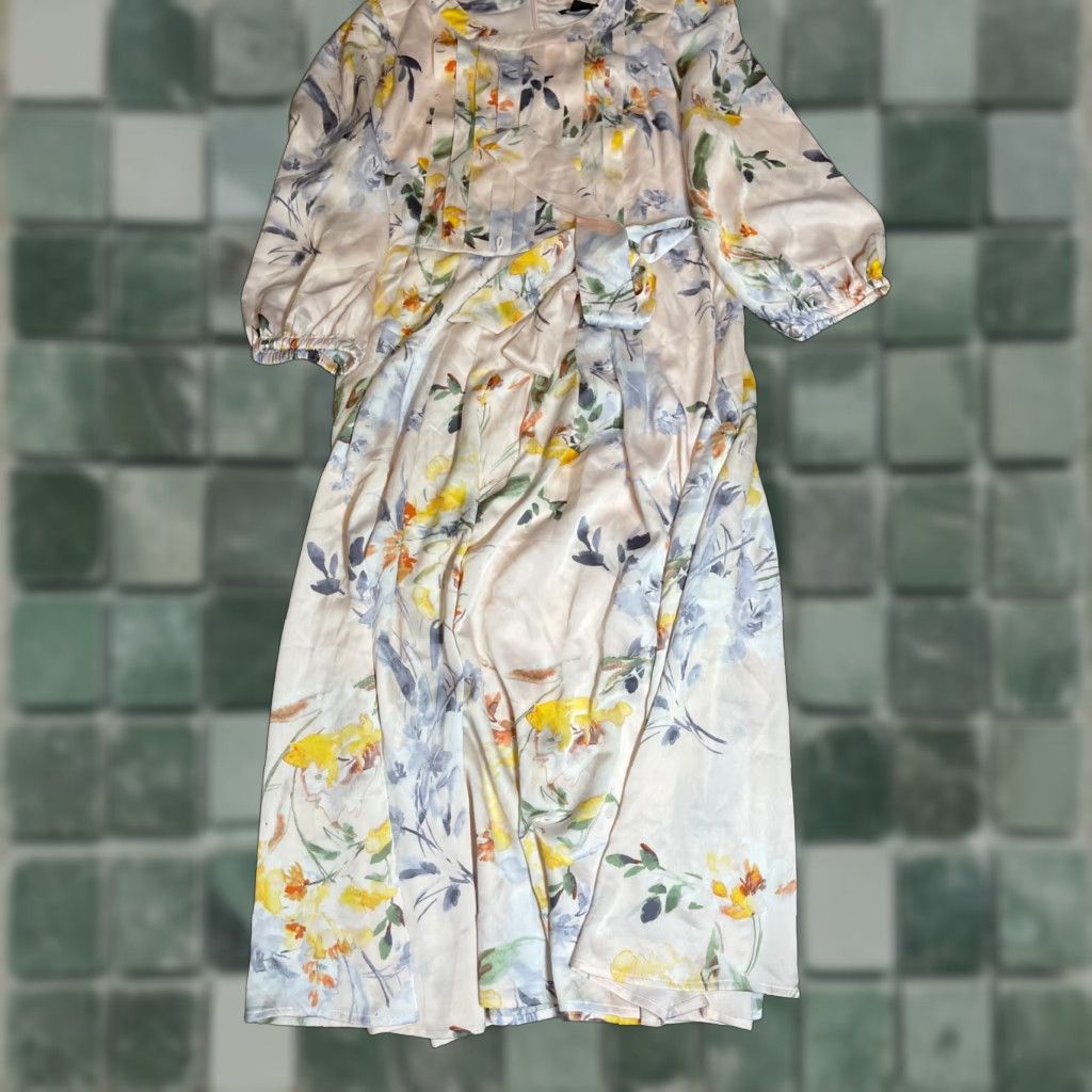 DKNY DKNY Dress Womens Size 10 Floral White Sheath Dress Long Floral Pattern Pullover Size L / US 10 / IT 46 - 1 Thumbnail