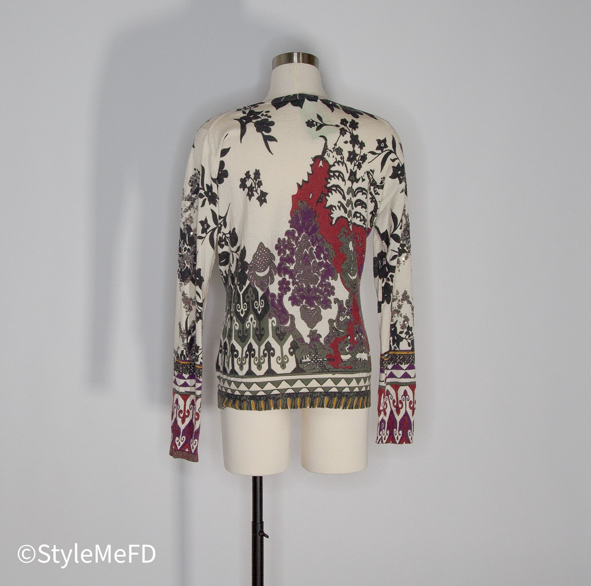 Etro Vintage Etro V-Neck Pullover w Sequin Detail Size L / US 10 / IT 46 - 3 Thumbnail