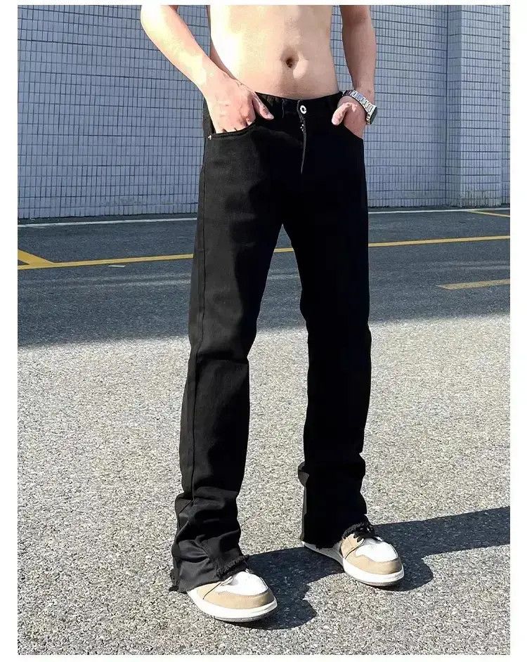 Japanese Brand Black straight leg micro flared jeans Size US 32 / EU 48 - 5 Thumbnail