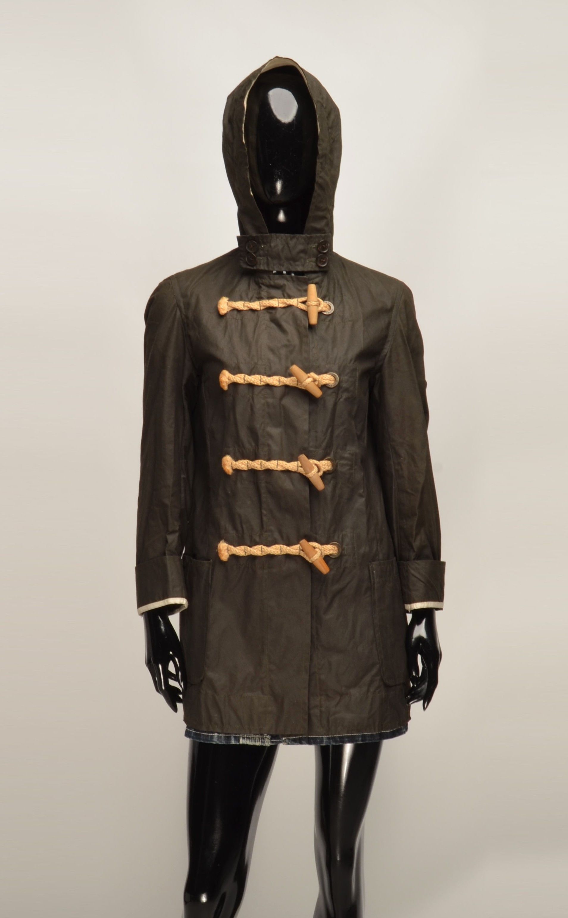 Gloverall Waxed Cotton Hooded Duffle Coat