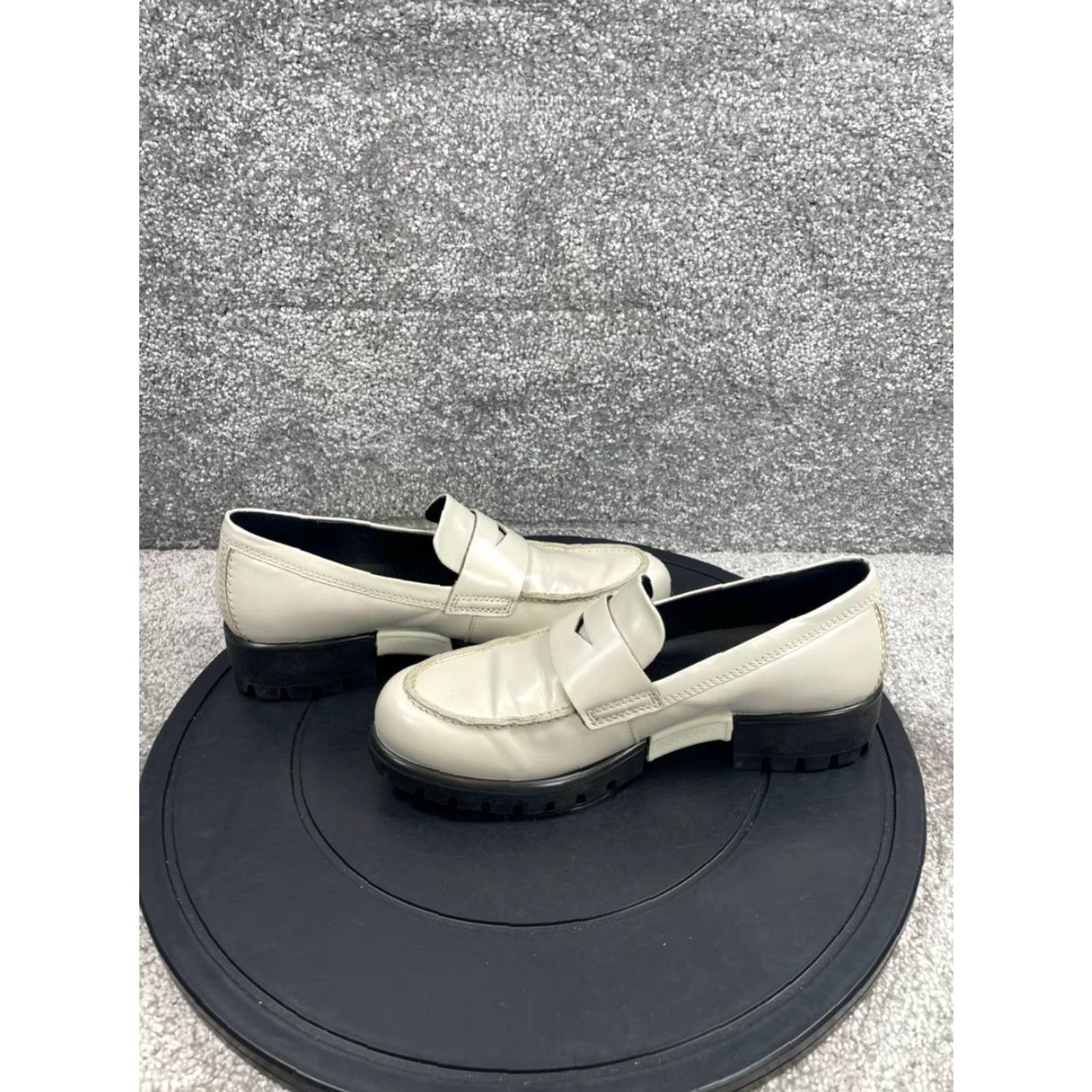 Ecco VINTAGE ECCO Women's Loafer Flats Slip On Size 6-6.5 Beige Leather Casual Platform Size US 6.5 / IT 36.5 - 7 Thumbnail